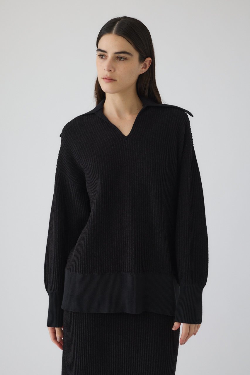 【リムアーク/RIM.ARK】の【11/19 10:00販売開始】Basic collar rib pullover/プルオーバー インテリア・キッズ・メンズ・レディースファッション・服の通販 founy(ファニー) 　ファッション　Fashion　レディースファッション　Fashion for Women　トップス・カットソー　Cut & Sew Tops　シャツ・ブラウス・オフィスカジュアル　Elegant Blouses & Button-Ups　ロングTシャツ・Tシャツ　Longline T-Shirts & Tees　カジュアルプルオーバー・ニットトップス　Pullovers & Knit Tops / Casual Pullovers　カットソー・ベーシックTシャツ　Cut-and-Sewn Tops / Stretch Tees & Basics　スリーブ　Sleeve, Long Sleeve / Short Sleeve　セットアップ　Set-Up, Coordinated Outfit　トレンド　Trend, Trending Now　リラックス　Relax, Relaxed Fit　ロング　Long, Long-Length　ブラック|ID: prp329100004773642 ipo3291000000034594645