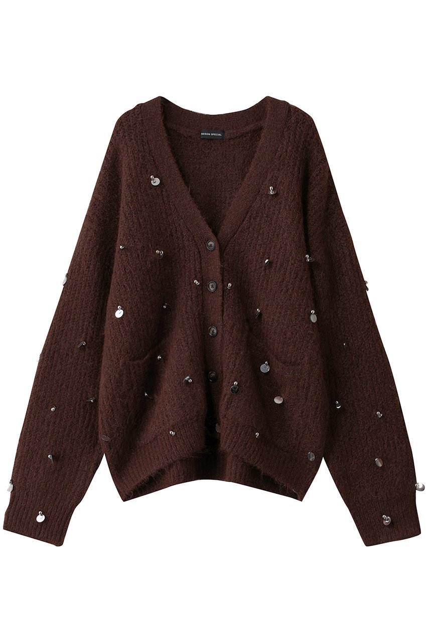 【メゾンスペシャル/MAISON SPECIAL】のSpangle Knit Cardigan/スパングルニットカーディガン インテリア・キッズ・メンズ・レディースファッション・服の通販 founy(ファニー) ファッション Fashion レディースファッション Fashion for Women トップス・カットソー Cut & Sew Tops ニット Knit Tops & Sweaters カーディガン・羽織り Layered Style Cardigans カーディガン Cardigan, Knitwear スパンコール Sequins, Sequin Embellishment デコルテ Décolleté, Neckline BRN(ブラウン)|ID: prp329100004773652 ipo3291000000034594726
