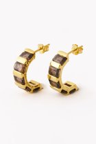 【ヌキテパ/NE QUITTEZ PAS】の【UPALA】RECTANGLEGEMミニフープスタッドピアス スモーキークオーツ|ID: prp329100004774318 ipo3291000000036077542