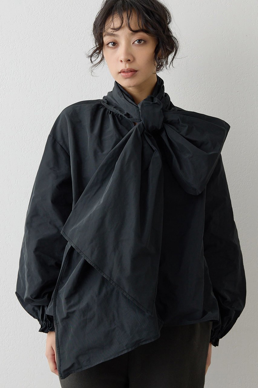 【ウィムガゼット/Whim Gazette】のメモリータフタボウブラウス インテリア・キッズ・メンズ・レディースファッション・服の通販 founy(ファニー) 　ファッション　Fashion　レディースファッション　Fashion for Women　トップス・カットソー　Cut & Sew Tops　シャツ・ブラウス・オフィスカジュアル　Elegant Blouses & Button-Ups　イタリア　Italy　スペシャル　Special, Limited Edition　スリーブ　Sleeve, Long Sleeve / Short Sleeve　フォルム　Silhouette, Form　ブルゾン　Blouson, Bomber Jacket　ボトム　Bottoms, Lower Wear　ロング　Long, Long-Length　ブラック|ID: prp329100004774336 ipo3291000000035668538