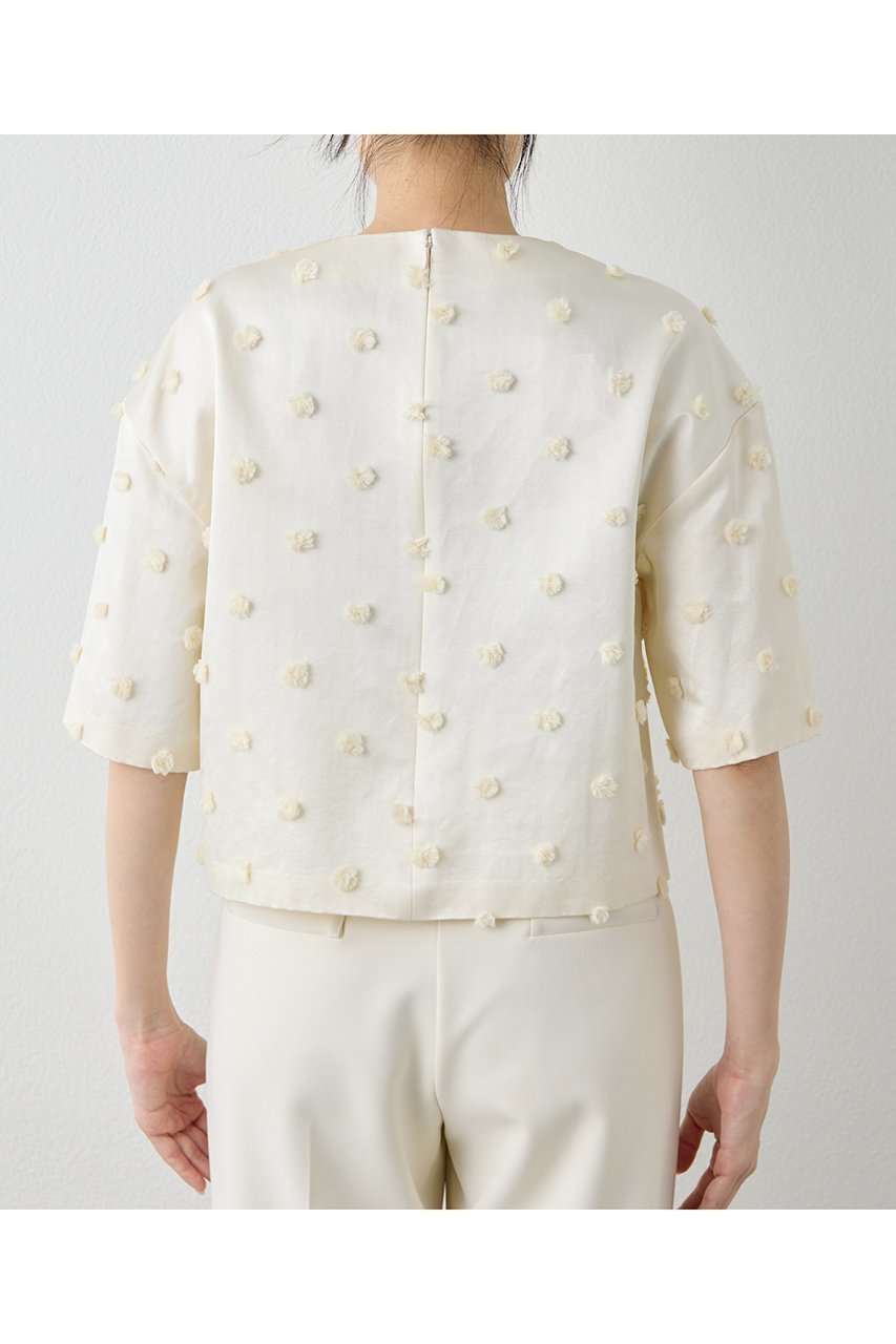 【ウィムガゼット/Whim Gazette】のボンボンジャガードブラウス 人気、トレンドファッション・服の通販 founy(ファニー) 　ファッション　Fashion　レディースファッション　Fashion for Women　トップス・カットソー　Cut & Sew Tops　シャツ・ブラウス・オフィスカジュアル　Elegant Blouses & Button-Ups　エレガント 上品　Elegant　サテン　Satin, Glossy Fabric　ショート　Short, Short Length　シンプル　Simple, Minimal　ジャカード／ジャガード　Jacquard, Woven Pattern　スリーブ　Sleeve, Long Sleeve / Short Sleeve　デニム　Denim, Jeans Material　ドット　Polka Dot, Dot Pattern　ホリデーシーズン　Holiday Season　ボックス　Boxy, Box Shape　ボトム　Bottoms, Lower Wear　別注　Limited Edition, Custom Order　新作・新入荷　New Arrivals / New In　other-8|ID: prp329100004774337 ipo3291000000034604518