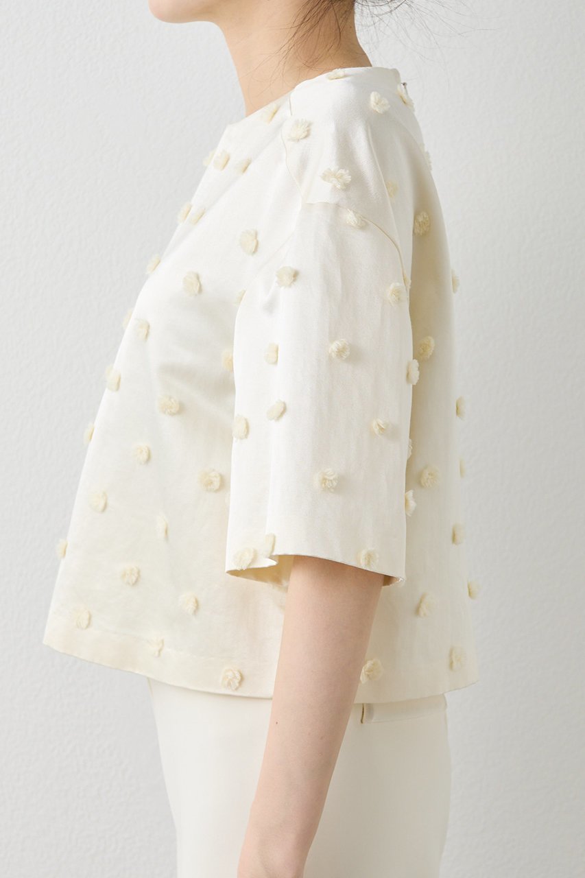 【ウィムガゼット/Whim Gazette】のボンボンジャガードブラウス 人気、トレンドファッション・服の通販 founy(ファニー) ファッション Fashion レディースファッション Fashion for Women トップス・カットソー Cut & Sew Tops シャツ・ブラウス・オフィスカジュアル Elegant Blouses & Button-Ups エレガント 上品 Elegant サテン Satin, Glossy Fabric ショート Short, Short Length シンプル Simple, Minimal ジャカード/ジャガード Jacquard, Woven Pattern スリーブ Sleeve, Long Sleeve / Short Sleeve デニム Denim, Jeans Material ドット Polka Dot, Dot Pattern ホリデーシーズン Holiday Season ボックス Boxy, Box Shape ボトム Bottoms, Lower Wear 別注 Limited Edition, Custom Order other-7|ID: prp329100004774337 ipo3291000000035772771