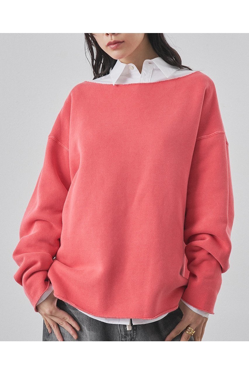 【ウィムガゼット/Whim Gazette】のピグメントスウェットプルオーバー インテリア・キッズ・メンズ・レディースファッション・服の通販 founy(ファニー) 　ファッション　Fashion　レディースファッション　Fashion for Women　トップス・カットソー　Cut & Sew Tops　シャツ・ブラウス・オフィスカジュアル　Elegant Blouses & Button-Ups　レディースパーカー・カジュアルフーディー　Casual Hoodies & Sweatshirts　ロングTシャツ・Tシャツ　Longline T-Shirts & Tees　カジュアルプルオーバー・ニットトップス　Pullovers & Knit Tops / Casual Pullovers　スウェット・クルーネックトップス　Sweatshirts & Crewnecks / Relaxed Fit Sweat Tops　カットソー・ベーシックTシャツ　Cut-and-Sewn Tops / Stretch Tees & Basics　スウェット / スエット　Sweatshirt, Sweatwear　モコモコ　Fuzzy, Fluffy　リバーシブル　Reversible, Two-Sided　リラックス　Relax, Relaxed Fit　おすすめ　Recommended / Our Picks　新作・新入荷　New Arrivals / New In　レッド|ID: prp329100004774341 ipo3291000000034604550