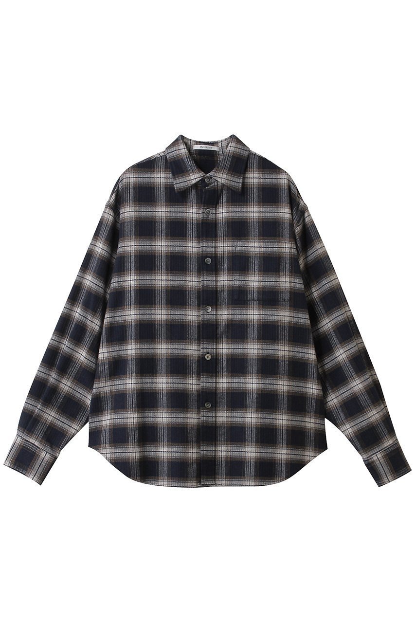 【ウィムガゼット/Whim Gazette】のピケチェックシャツ インテリア・キッズ・メンズ・レディースファッション・服の通販 founy(ファニー) 　ファッション　Fashion　レディースファッション　Fashion for Women　トップス・カットソー　Cut & Sew Tops　シャツ・ブラウス・オフィスカジュアル　Elegant Blouses & Button-Ups　スリーブ　Sleeve, Long Sleeve / Short Sleeve　チェック　Check, Plaid, Tartan　フレア　Flare, Flared　ロング　Long, Long-Length　新作・新入荷　New Arrivals / New In　羽織　Haori, Light Jacket　ネイビー|ID: prp329100004774343 ipo3291000000034604574
