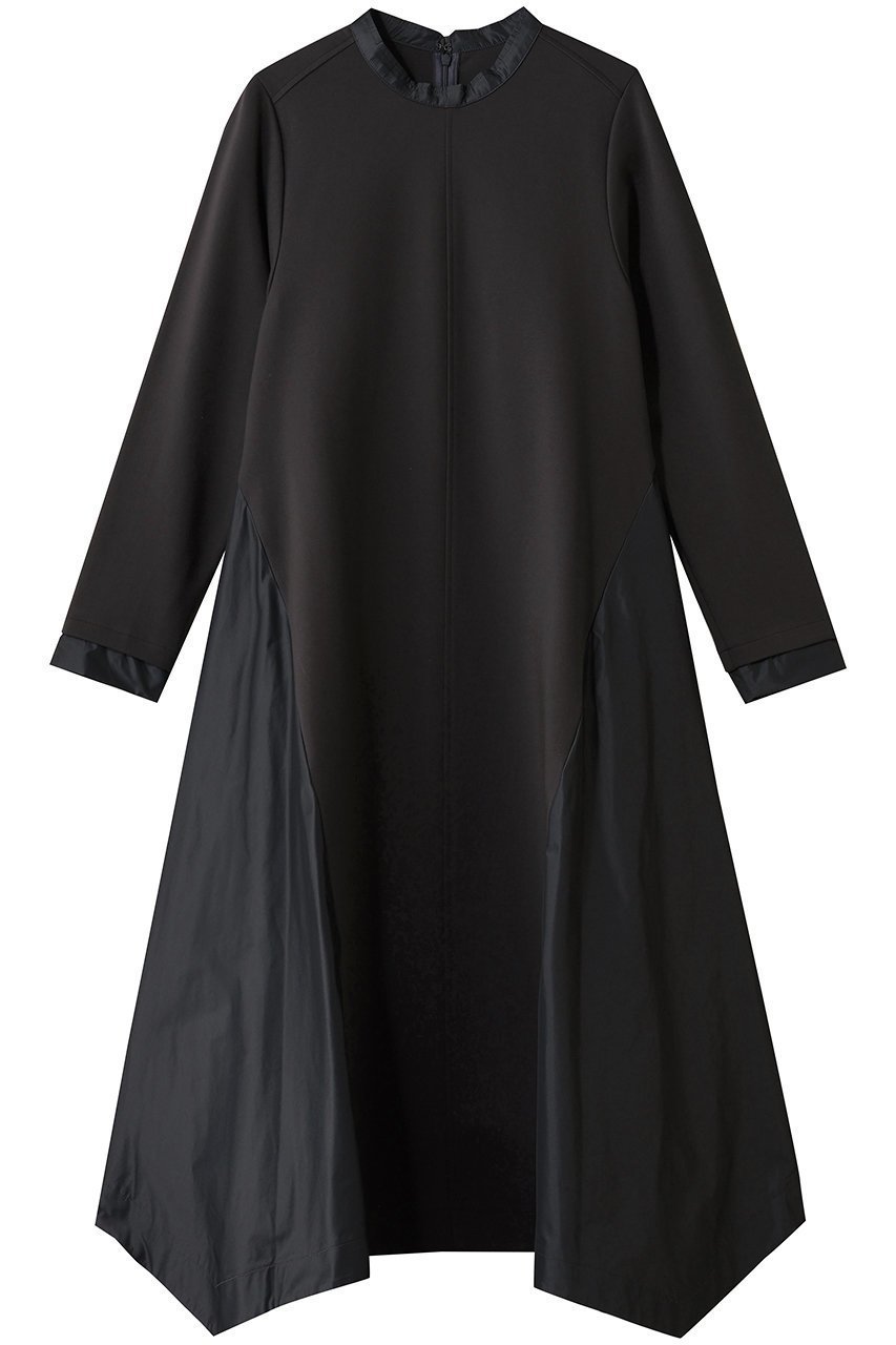 【ランバン オン ブルー/LANVIN en Bleu】のアシンメトリーヘムコンビワンピース インテリア・キッズ・メンズ・レディースファッション・服の通販 founy(ファニー) 　ファッション　Fashion　レディースファッション　Fashion for Women　ワンピース　Dresses　チュニック　Tunic Tops & Dresses　グログラン　Grosgrain, Grosgrain Ribbon　コンパクト　Compact, Small Size　シンプル　Simple, Minimal　ジュエリー　Jewelry, Accessories　チュニック　Tunic, Long Top　フレア　Flare, Flared　ロング　Long, Long-Length　新作・新入荷　New Arrivals / New In　チャコールグレー|ID: prp329100004774357 ipo3291000000034604704