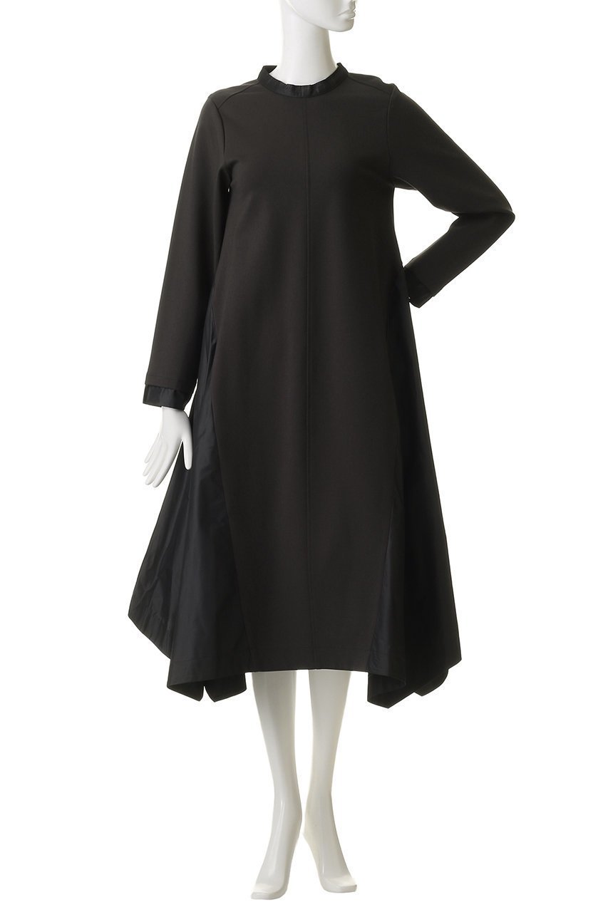 【ランバン オン ブルー/LANVIN en Bleu】のアシンメトリーヘムコンビワンピース 人気、トレンドファッション・服の通販 founy(ファニー) 　ファッション　Fashion　レディースファッション　Fashion for Women　ワンピース　Dresses　チュニック　Tunic Tops & Dresses　グログラン　Grosgrain, Grosgrain Ribbon　コンパクト　Compact, Small Size　シンプル　Simple, Minimal　ジュエリー　Jewelry, Accessories　チュニック　Tunic, Long Top　フレア　Flare, Flared　ロング　Long, Long-Length　新作・新入荷　New Arrivals / New In　other-2|ID: prp329100004774357 ipo3291000000034604706