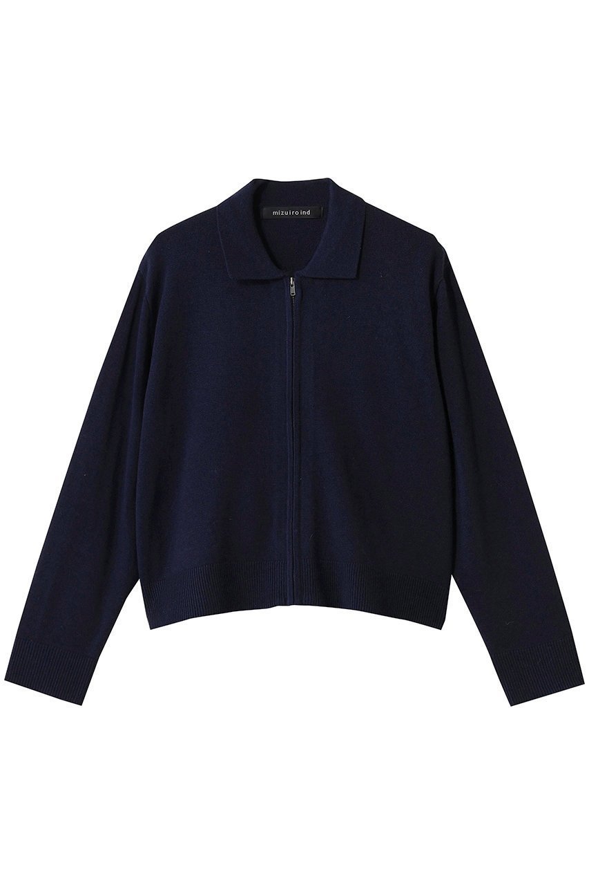 【ミズイロ インド/mizuiro ind】の襟付きジップカーディガン 人気、トレンドファッション・服の通販 founy(ファニー) 　ファッション　Fashion　レディースファッション　Fashion for Women　トップス・カットソー　Cut & Sew Tops　ニット　Knit Tops & Sweaters　カーディガン・羽織り　Layered Style Cardigans　おすすめ　Recommended / Our Picks　カーディガン　Cardigan, Knitwear　クラシック　Classic, Timeless Style　コンパクト　Compact, Small Size　ショート　Short, Short Length　シンプル　Simple, Minimal　デニム　Denim, Jeans Material　トレンド　Trend, Trending Now　ボトム　Bottoms, Lower Wear　ワイド　Wide, Wide Fit　新作・新入荷　New Arrivals / New In　羽織　Haori, Light Jacket　 other-1|ID: prp329100004774375 ipo3291000000034604858