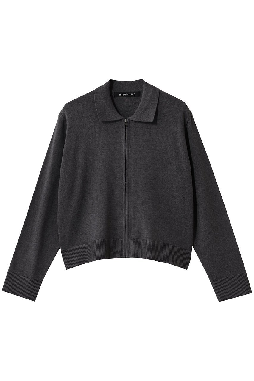 【ミズイロ インド/mizuiro ind】の襟付きジップカーディガン インテリア・キッズ・メンズ・レディースファッション・服の通販 founy(ファニー) 　ファッション　Fashion　レディースファッション　Fashion for Women　トップス・カットソー　Cut & Sew Tops　ニット　Knit Tops & Sweaters　カーディガン・羽織り　Layered Style Cardigans　おすすめ　Recommended / Our Picks　カーディガン　Cardigan, Knitwear　クラシック　Classic, Timeless Style　コンパクト　Compact, Small Size　ショート　Short, Short Length　シンプル　Simple, Minimal　デニム　Denim, Jeans Material　トレンド　Trend, Trending Now　ボトム　Bottoms, Lower Wear　ワイド　Wide, Wide Fit　新作・新入荷　New Arrivals / New In　羽織　Haori, Light Jacket　c.gray|ID: prp329100004774375 ipo3291000000034604860