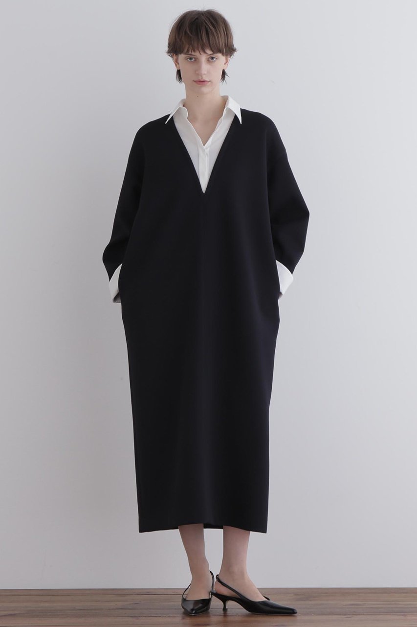 【ル フィル/LE PHIL】のジャージー襟付きワンピース 人気、トレンドファッション・服の通販 founy(ファニー) 　ファッション　Fashion　レディースファッション　Fashion for Women　ワンピース　Dresses　チュニック　Tunic Tops & Dresses　オケージョン　Occasion Wear　チュニック　Tunic, Long Top　ドッキング　Docking, Mixed Material　フォルム　Silhouette, Form　ブロード　Broadcloth, Fine Cotton　ロング　Long, Long-Length　再入荷　Restock / Back in Stock　定番　Standard, Basic Item　other-2|ID: prp329100004775375 ipo3291000000034615007