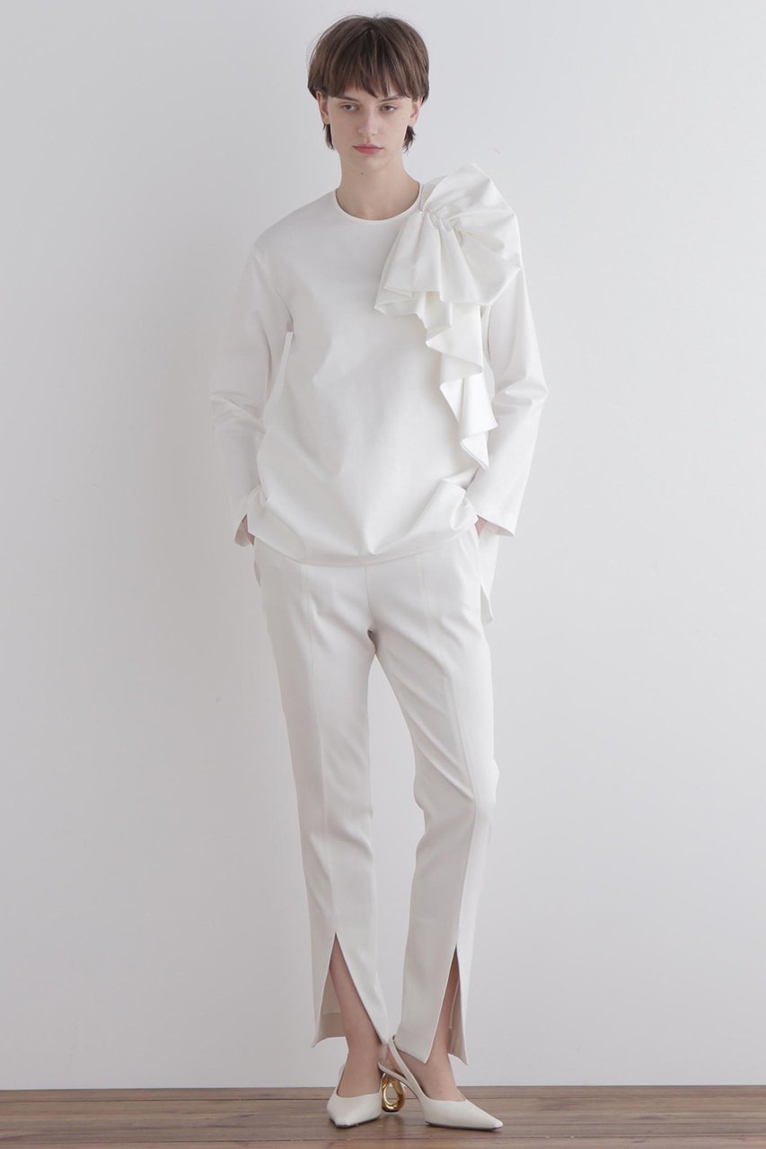 【ル フィル/LE PHIL】のハイストポンチリボンモチーブラウス 人気、トレンドファッション・服の通販 founy(ファニー) 　ファッション　Fashion　レディースファッション　Fashion for Women　トップス・カットソー　Cut & Sew Tops　シャツ・ブラウス・オフィスカジュアル　Elegant Blouses & Button-Ups　シンプル　Simple, Minimal　ストレート　Straight, Straight Cut　スリーブ　Sleeve, Long Sleeve / Short Sleeve　セットアップ　Set-Up, Coordinated Outfit　ドレープ　Drape, Draping Fabric　フォルム　Silhouette, Form　フレア　Flare, Flared　フロント　Front, Front Design　リボン　Ribbon, Bow　ロング　Long, Long-Length　ワイド　Wide, Wide Fit　エレガント 上品　Elegant　再入荷　Restock / Back in Stock　other-3|ID: prp329100004775381 ipo3291000000034615055