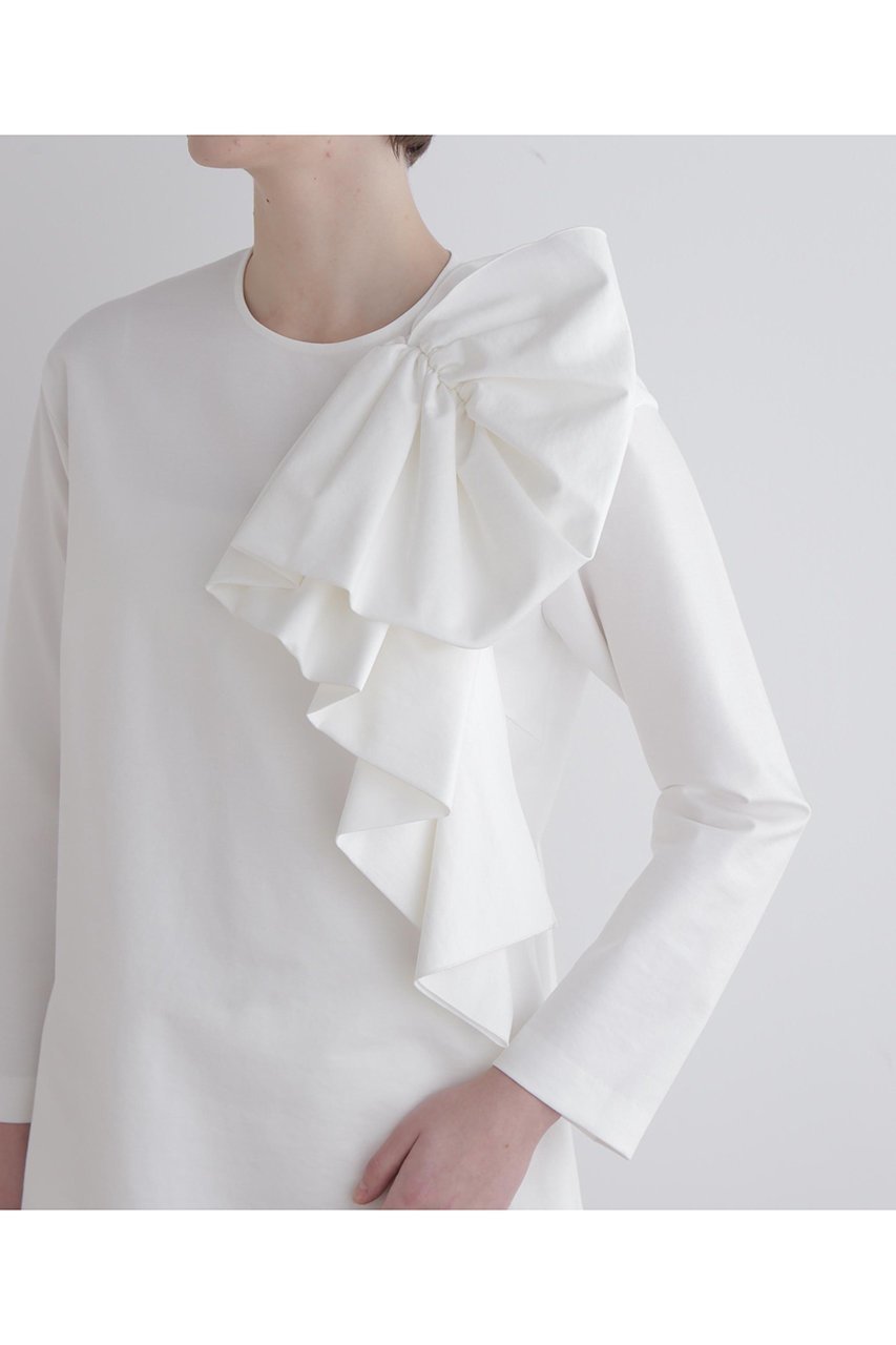 【ル フィル/LE PHIL】のハイストポンチリボンモチーブラウス 人気、トレンドファッション・服の通販 founy(ファニー) 　ファッション　Fashion　レディースファッション　Fashion for Women　トップス・カットソー　Cut & Sew Tops　シャツ・ブラウス・オフィスカジュアル　Elegant Blouses & Button-Ups　シンプル　Simple, Minimal　ストレート　Straight, Straight Cut　スリーブ　Sleeve, Long Sleeve / Short Sleeve　セットアップ　Set-Up, Coordinated Outfit　ドレープ　Drape, Draping Fabric　フォルム　Silhouette, Form　フレア　Flare, Flared　フロント　Front, Front Design　リボン　Ribbon, Bow　ロング　Long, Long-Length　ワイド　Wide, Wide Fit　エレガント 上品　Elegant　再入荷　Restock / Back in Stock　other-7|ID: prp329100004775381 ipo3291000000034615063