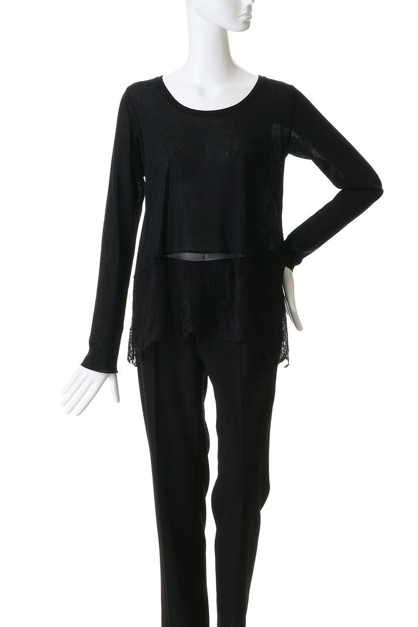 【マルティニーク/martinique】のレースコンビクルーネックカットソー 人気、トレンドファッション・服の通販 founy(ファニー) 　ファッション　Fashion　レディースファッション　Fashion for Women　トップス・カットソー　Cut & Sew Tops　シャツ・ブラウス・オフィスカジュアル　Elegant Blouses & Button-Ups　ロングTシャツ・Tシャツ　Longline T-Shirts & Tees　カットソー・ベーシックTシャツ　Cut-and-Sewn Tops / Stretch Tees & Basics　スウェット / スエット　Sweatshirt, Sweatwear　スリーブ　Sleeve, Long Sleeve / Short Sleeve　デコルテ　Décolleté, Neckline　フェミニン　Feminine, Girly　レース　Lace, Lace Fabric　ロング　Long, Long-Length　エレガント 上品　Elegant　新作・新入荷　New Arrivals / New In　other-2|ID: prp329100004775404 ipo3291000000034615262