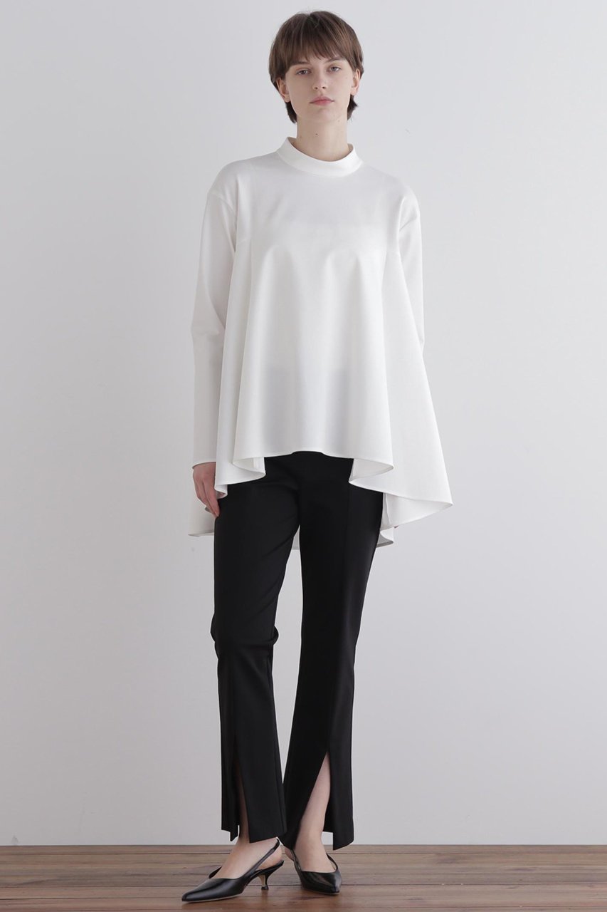 【ル フィル/LE PHIL】のハイストレッチポンチスタンドカラーブラウス 人気、トレンドファッション・服の通販 founy(ファニー) 　ファッション　Fashion　レディースファッション　Fashion for Women　トップス・カットソー　Cut & Sew Tops　シャツ・ブラウス・オフィスカジュアル　Elegant Blouses & Button-Ups　クール　Cool, Chic　コンパクト　Compact, Small Size　ストレッチ　Stretch, Stretchy Fabric　スリーブ　Sleeve, Long Sleeve / Short Sleeve　ハイネック　High Neck, Mock Neck　フレア　Flare, Flared　フロント　Front, Front Design　ロング　Long, Long-Length　エレガント 上品　Elegant　再入荷　Restock / Back in Stock　other-2|ID: prp329100004775417 ipo3291000000034615337