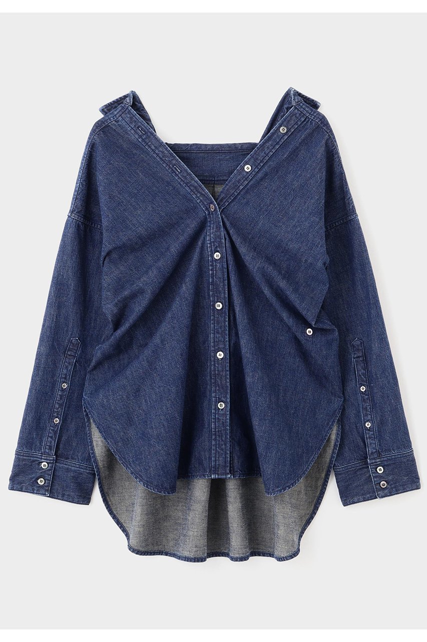【ル フィル/LE PHIL】のオーバーサイズデニムブラウス 人気、トレンドファッション・服の通販 founy(ファニー) 　ファッション　Fashion　レディースファッション　Fashion for Women　トップス・カットソー　Cut & Sew Tops　シャツ・ブラウス・オフィスカジュアル　Elegant Blouses & Button-Ups　スタンダード　Standard, Basic　スポーティ　Sporty, Casual Athletic　スリット　Slit, Slit Detail　スリーブ　Sleeve, Long Sleeve / Short Sleeve　パターン　Pattern, Design Print　レギンス　Leggings, Stretch Pants　ロング　Long, Long-Length　再入荷　Restock / Back in Stock　 other-1|ID: prp329100004775422 ipo3291000000034615381