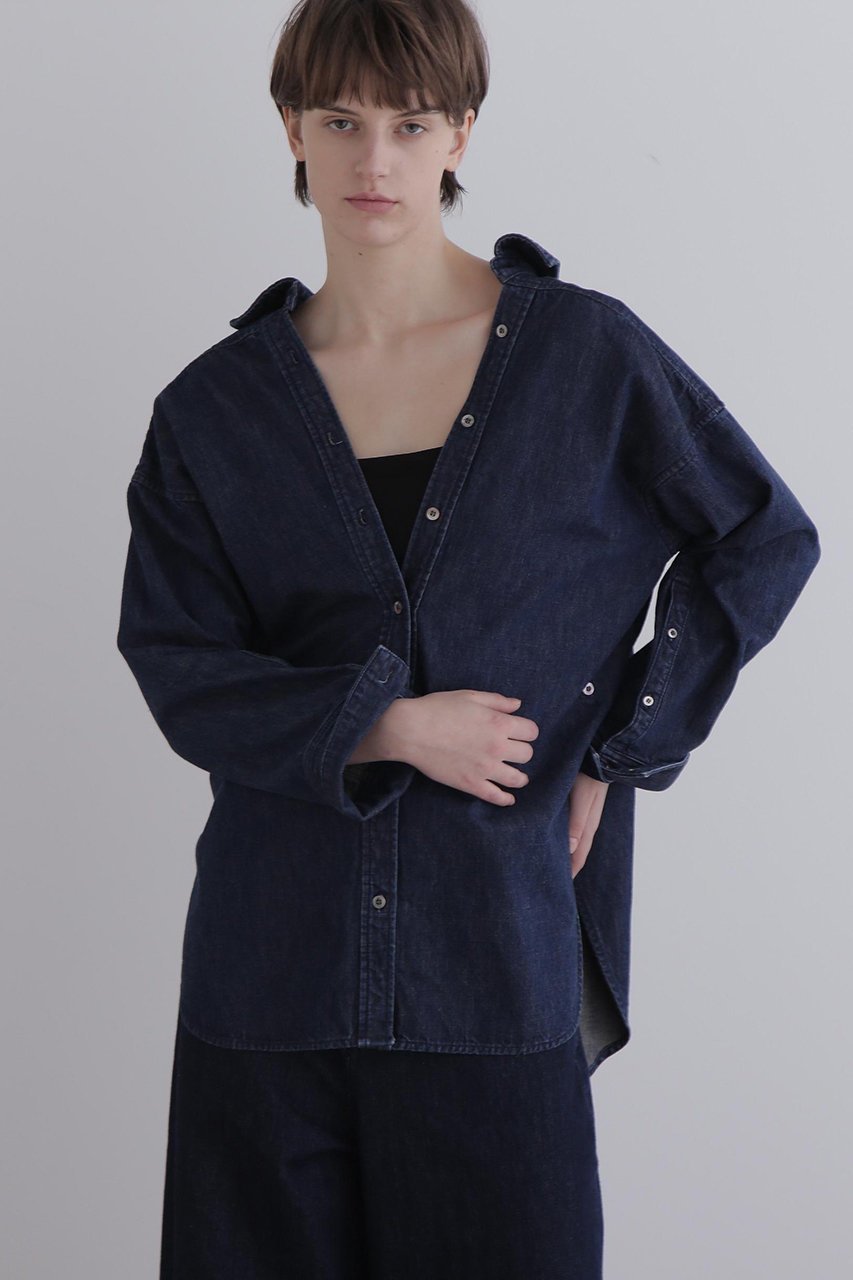 【ル フィル/LE PHIL】のオーバーサイズデニムブラウス 人気、トレンドファッション・服の通販 founy(ファニー) 　ファッション　Fashion　レディースファッション　Fashion for Women　トップス・カットソー　Cut & Sew Tops　シャツ・ブラウス・オフィスカジュアル　Elegant Blouses & Button-Ups　スタンダード　Standard, Basic　スポーティ　Sporty, Casual Athletic　スリット　Slit, Slit Detail　スリーブ　Sleeve, Long Sleeve / Short Sleeve　パターン　Pattern, Design Print　レギンス　Leggings, Stretch Pants　ロング　Long, Long-Length　再入荷　Restock / Back in Stock　other-2|ID: prp329100004775422 ipo3291000000034615383