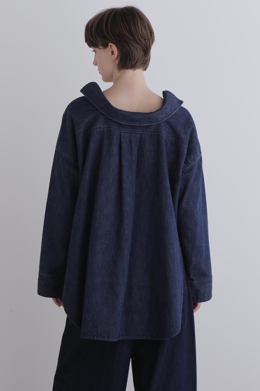 【ル フィル/LE PHIL】のオーバーサイズデニムブラウス 人気、トレンドファッション・服の通販 founy(ファニー) 　ファッション　Fashion　レディースファッション　Fashion for Women　トップス・カットソー　Cut & Sew Tops　シャツ・ブラウス・オフィスカジュアル　Elegant Blouses & Button-Ups　スタンダード　Standard, Basic　スポーティ　Sporty, Casual Athletic　スリット　Slit, Slit Detail　スリーブ　Sleeve, Long Sleeve / Short Sleeve　パターン　Pattern, Design Print　レギンス　Leggings, Stretch Pants　ロング　Long, Long-Length　再入荷　Restock / Back in Stock　other-5|ID: prp329100004775422 ipo3291000000034615386