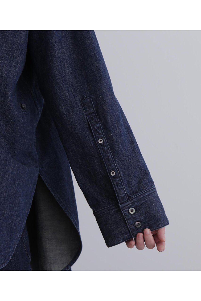 【ル フィル/LE PHIL】のオーバーサイズデニムブラウス 人気、トレンドファッション・服の通販 founy(ファニー) 　ファッション　Fashion　レディースファッション　Fashion for Women　トップス・カットソー　Cut & Sew Tops　シャツ・ブラウス・オフィスカジュアル　Elegant Blouses & Button-Ups　スタンダード　Standard, Basic　スポーティ　Sporty, Casual Athletic　スリット　Slit, Slit Detail　スリーブ　Sleeve, Long Sleeve / Short Sleeve　パターン　Pattern, Design Print　レギンス　Leggings, Stretch Pants　ロング　Long, Long-Length　再入荷　Restock / Back in Stock　other-8|ID: prp329100004775422 ipo3291000000034615389