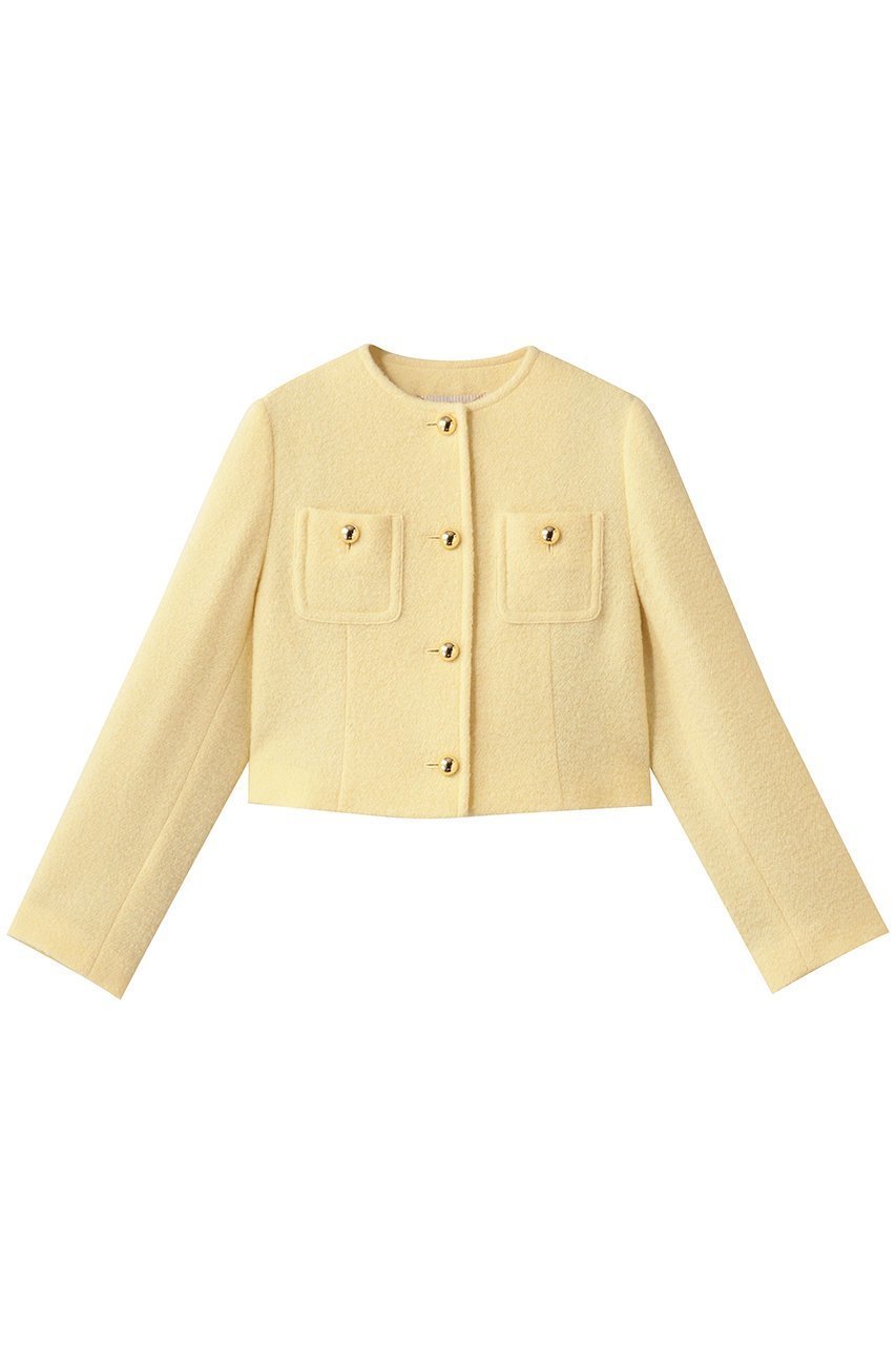 【アルアバイル/allureville】のブークレーノーカラージャケット インテリア・キッズ・メンズ・レディースファッション・服の通販 founy(ファニー) ファッション Fashion レディースファッション Fashion for Women アウター Coat / Outerwear Collection レディースジャケット・軽アウター Jackets ノーカラージャケット / シンプル上品コーデ Collarless Jackets コンパクト Compact, Small Size ショート Short, Short Length ジャケット Jacket, Outerwear バランス Balance, Style Balance ボトム Bottoms, Lower Wear リュクス Luxury, Elegant, High-End, Chic エレガント 上品 Elegant イエロー|ID: prp329100004775432 ipo3291000000035942537