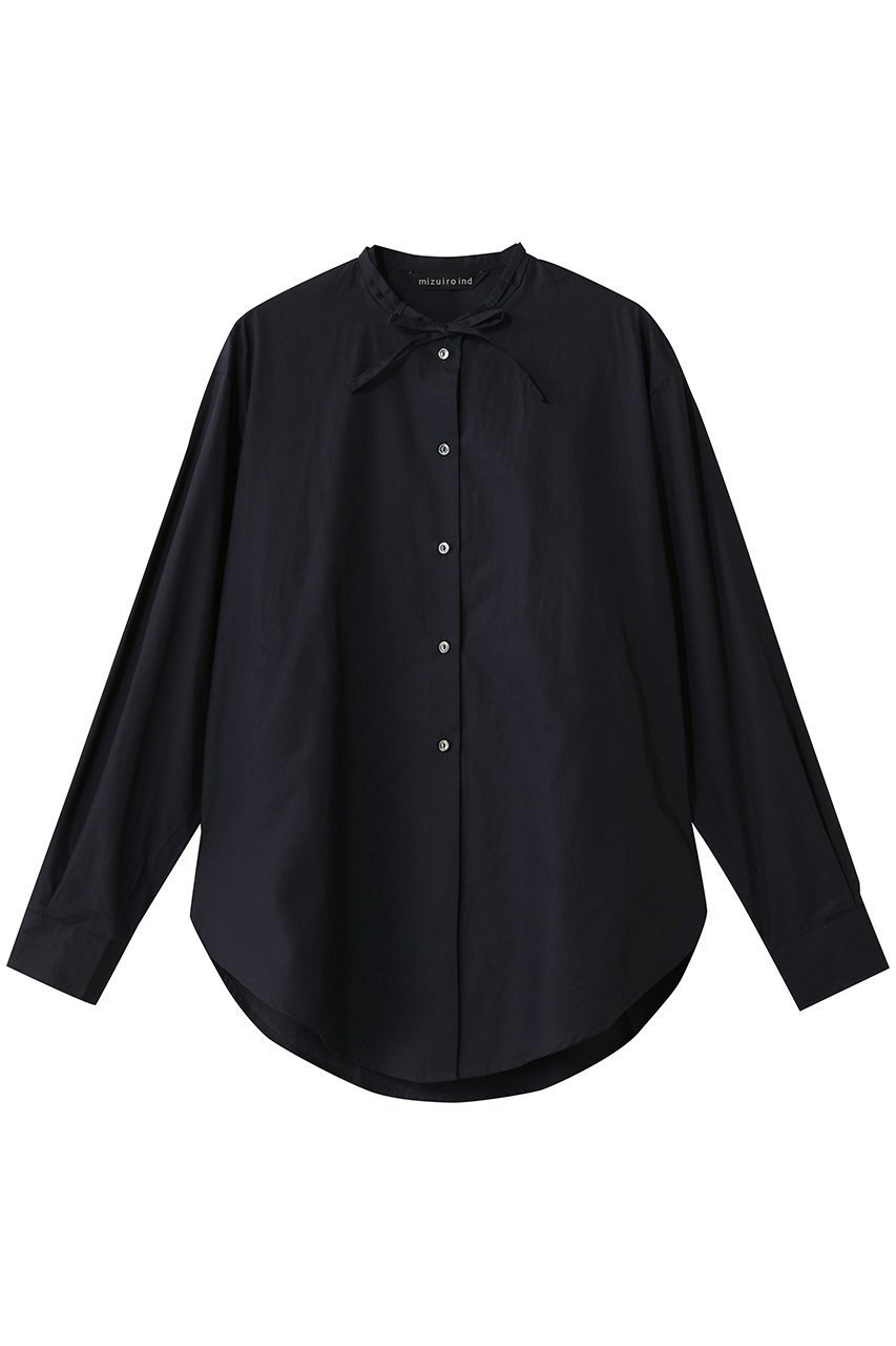【ミズイロ インド/mizuiro ind】のリボンタイロングシャツ インテリア・キッズ・メンズ・レディースファッション・服の通販 founy(ファニー) ファッション Fashion レディースファッション Fashion for Women トップス・カットソー Cut & Sew Tops シャツ・ブラウス・オフィスカジュアル Elegant Blouses & Button-Ups クラシック Classic, Timeless Style シンプル Simple, Minimal スリーブ Sleeve, Long Sleeve / Short Sleeve ボトム Bottoms, Lower Wear リボン Ribbon, Bow ロング Long, Long-Length 新作・新入荷 New Arrivals / New In navy|ID: prp329100004775434 ipo3291000000034615490