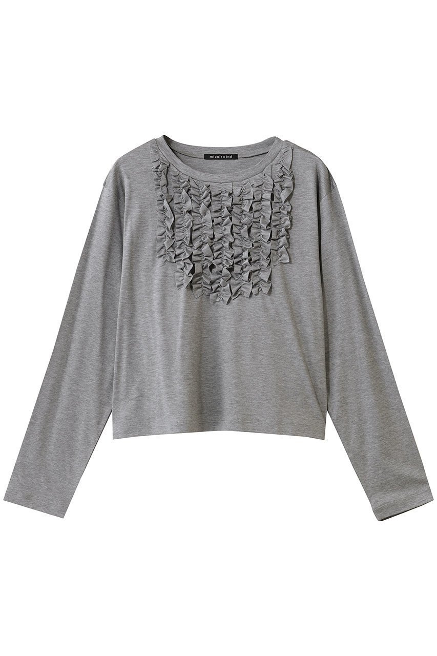 【ミズイロ インド/mizuiro ind】のフロントフリルプルオーバー インテリア・キッズ・メンズ・レディースファッション・服の通販 founy(ファニー) 　ファッション　Fashion　レディースファッション　Fashion for Women　トップス・カットソー　Cut & Sew Tops　シャツ・ブラウス・オフィスカジュアル　Elegant Blouses & Button-Ups　カジュアルプルオーバー・ニットトップス　Pullovers & Knit Tops / Casual Pullovers　インナー　Innerwear　カットソー　Cut and Sewn Top　シンプル　Simple, Minimal　スリーブ　Sleeve, Long Sleeve / Short Sleeve　フリル　Frill, Ruffle　フロント　Front, Front Design　ロング　Long, Long-Length　新作・新入荷　New Arrivals / New In　c.gray|ID: prp329100004775435 ipo3291000000034615498