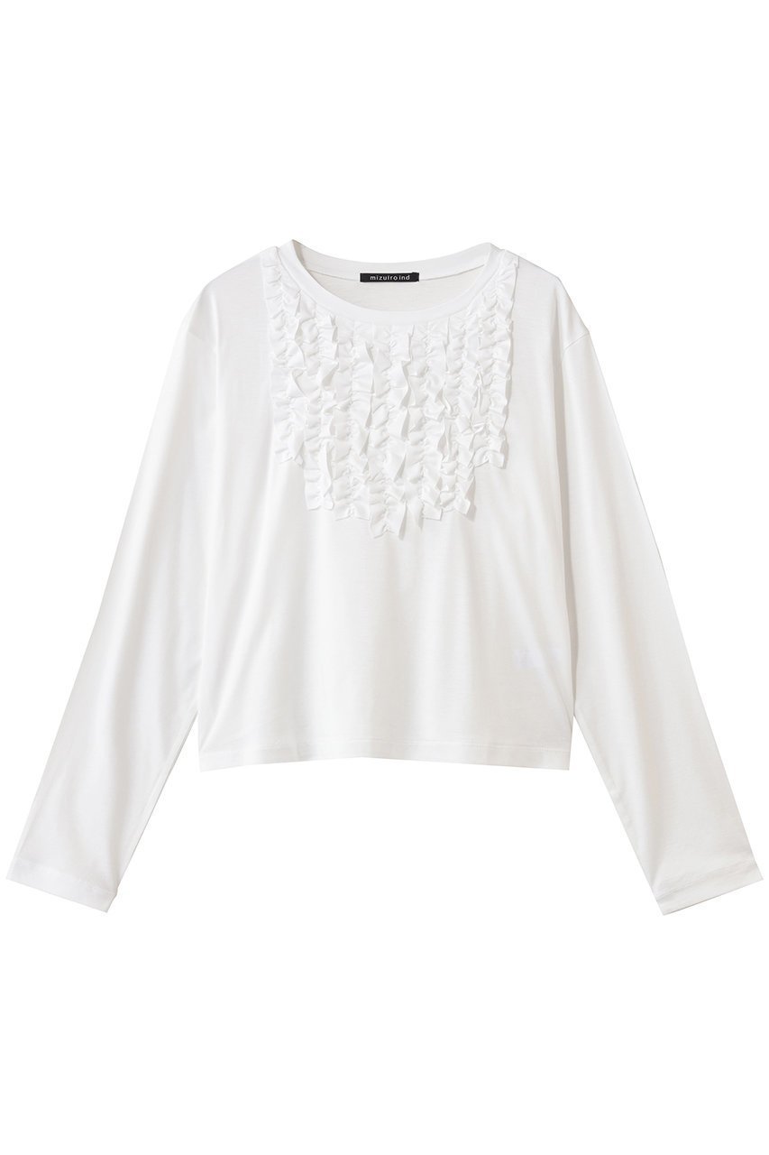 【ミズイロ インド/mizuiro ind】のフロントフリルプルオーバー 人気、トレンドファッション・服の通販 founy(ファニー) 　ファッション　Fashion　レディースファッション　Fashion for Women　トップス・カットソー　Cut & Sew Tops　シャツ・ブラウス・オフィスカジュアル　Elegant Blouses & Button-Ups　カジュアルプルオーバー・ニットトップス　Pullovers & Knit Tops / Casual Pullovers　インナー　Innerwear　カットソー　Cut and Sewn Top　シンプル　Simple, Minimal　スリーブ　Sleeve, Long Sleeve / Short Sleeve　フリル　Frill, Ruffle　フロント　Front, Front Design　ロング　Long, Long-Length　 other-1|ID: prp329100004775435 ipo3291000000035942545