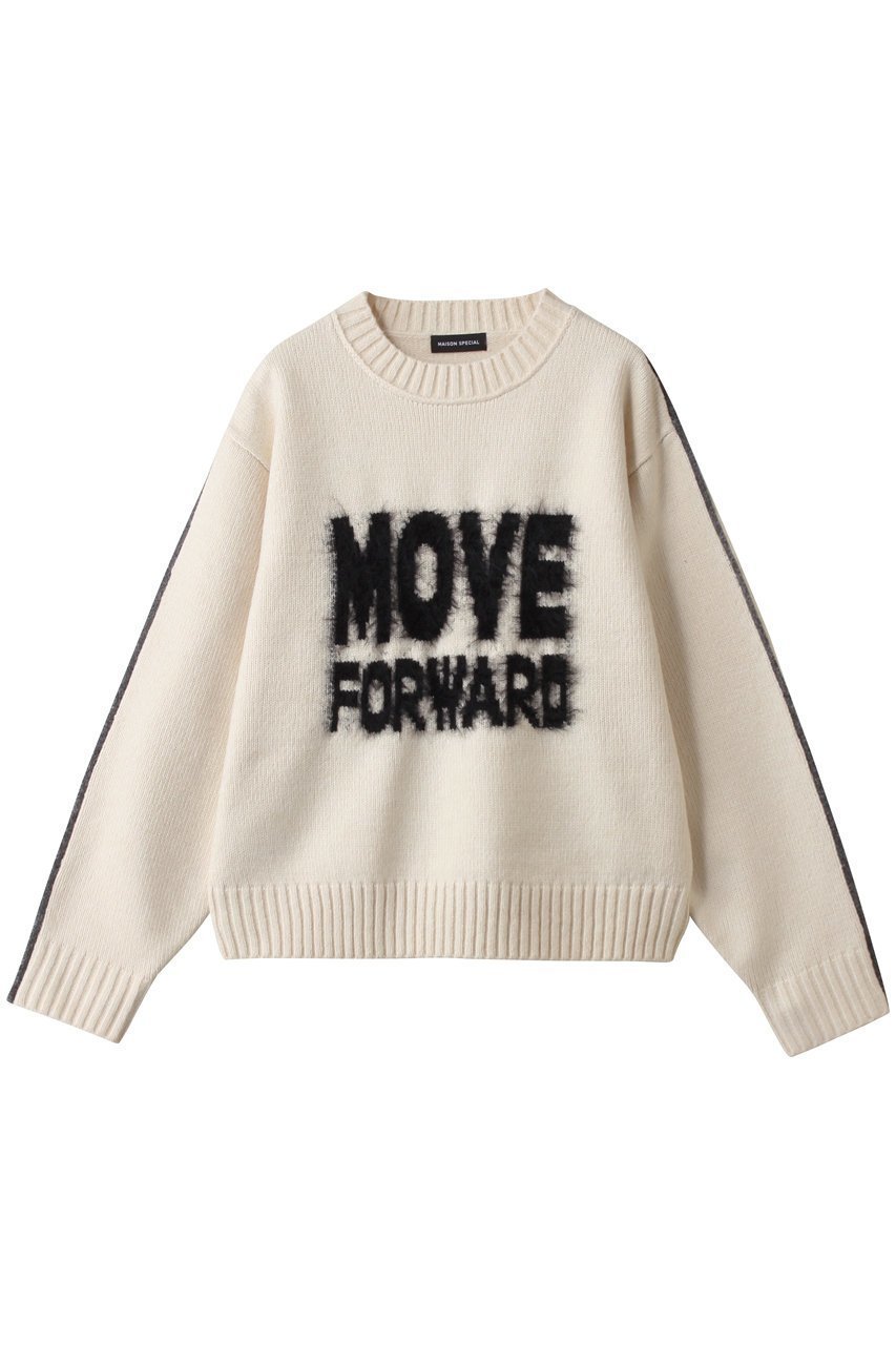 【メゾンスペシャル/MAISON SPECIAL】のMOVE FORWARD logo knit/MOVE FORWARDロゴニット インテリア・キッズ・メンズ・レディースファッション・服の通販 founy(ファニー) ファッション Fashion レディースファッション Fashion for Women トップス・カットソー Cut & Sew Tops ニット Knit Tops & Sweaters カジュアルプルオーバー・ニットトップス Pullovers & Knit Tops / Casual Pullovers おすすめ Recommended / Our Picks スポーティ Sporty, Casual Athletic スリーブ Sleeve, Long Sleeve / Short Sleeve デニム Denim, Jeans Material 新作・新入荷 New Arrivals / New In A/W・秋冬 Autumn/Winter IVR(アイボリー)|ID: prp329100004775440 ipo3291000000034615540