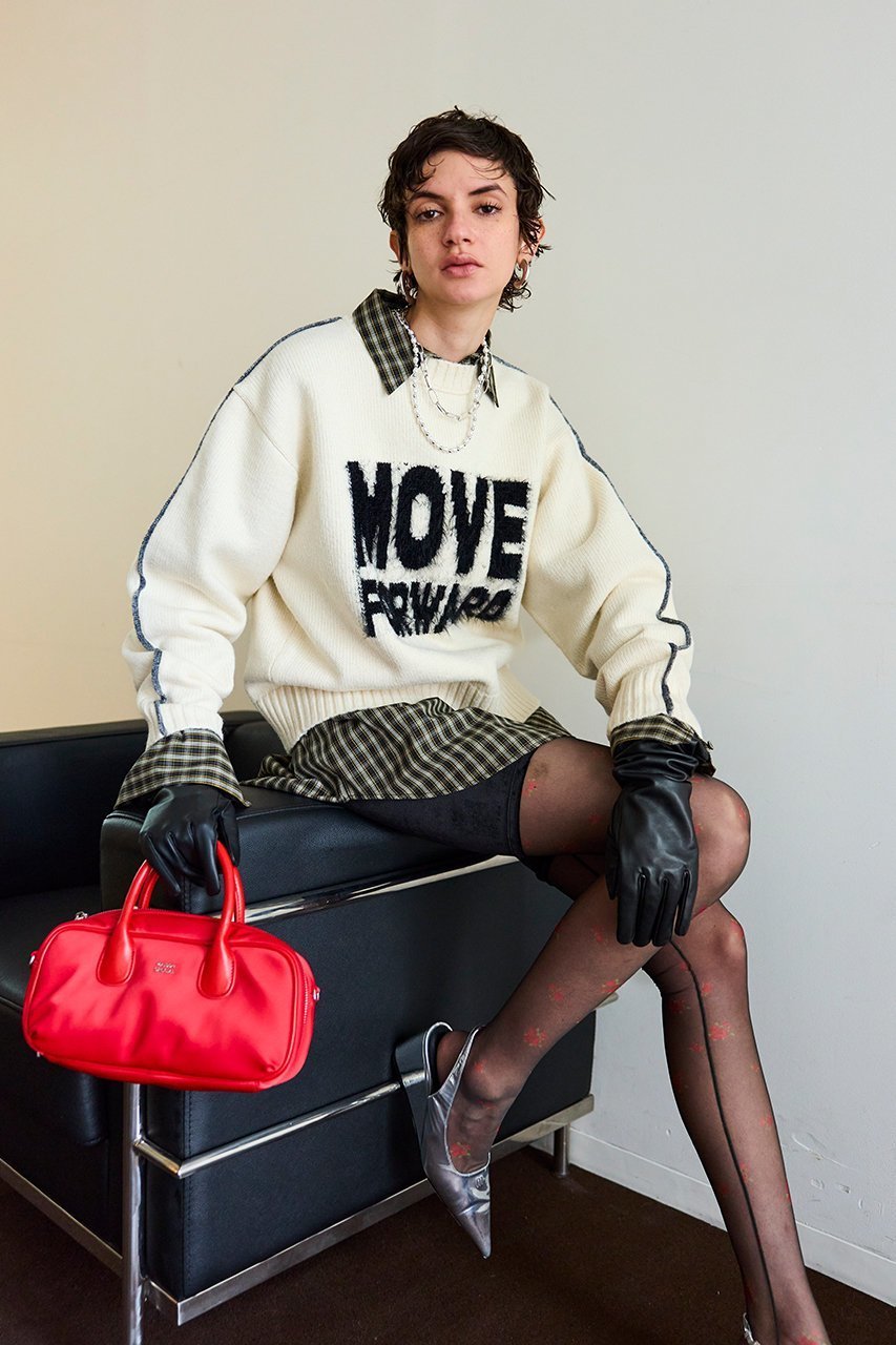 【メゾンスペシャル/MAISON SPECIAL】のMOVE FORWARD logo knit/MOVE FORWARDロゴニット 人気、トレンドファッション・服の通販 founy(ファニー) 　ファッション　Fashion　レディースファッション　Fashion for Women　トップス・カットソー　Cut & Sew Tops　ニット　Knit Tops & Sweaters　カジュアルプルオーバー・ニットトップス　Pullovers & Knit Tops / Casual Pullovers　おすすめ　Recommended / Our Picks　スポーティ　Sporty, Casual Athletic　スリーブ　Sleeve, Long Sleeve / Short Sleeve　デニム　Denim, Jeans Material　A/W・秋冬　Autumn/Winter　other-6|ID: prp329100004775440 ipo3291000000034639424