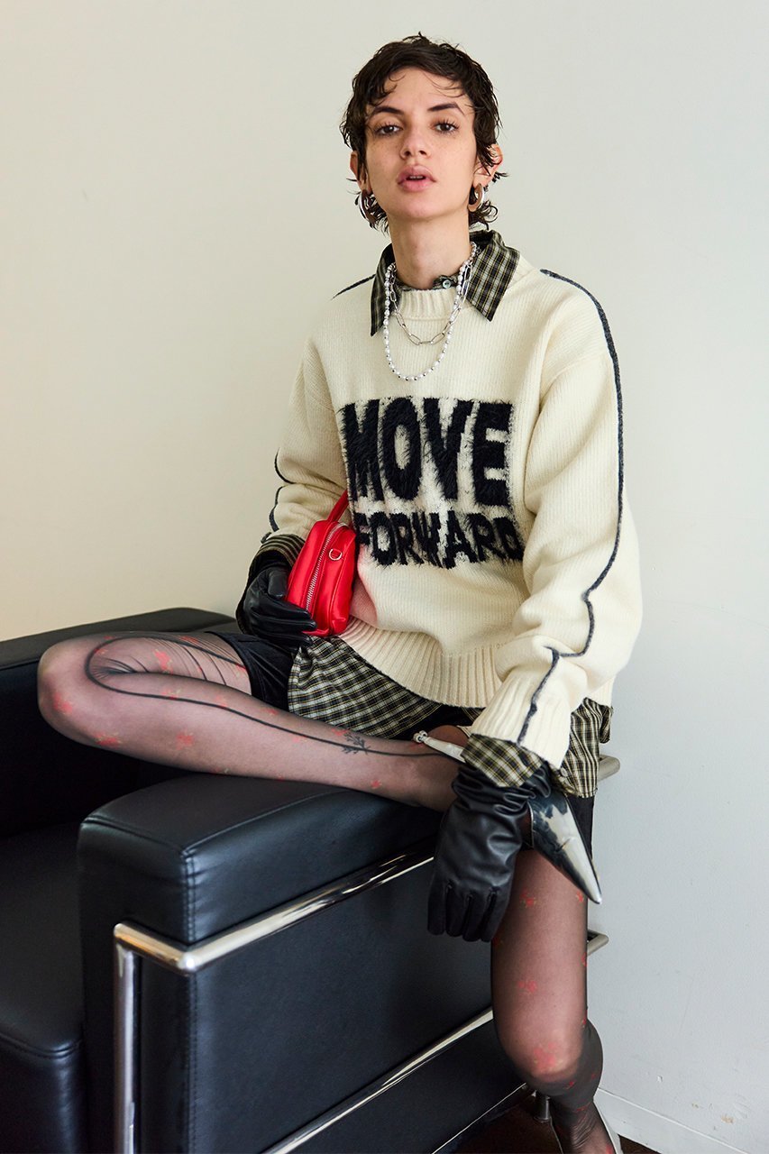 【メゾンスペシャル/MAISON SPECIAL】のMOVE FORWARD logo knit/MOVE FORWARDロゴニット 人気、トレンドファッション・服の通販 founy(ファニー) 　ファッション　Fashion　レディースファッション　Fashion for Women　トップス・カットソー　Cut & Sew Tops　ニット　Knit Tops & Sweaters　カジュアルプルオーバー・ニットトップス　Pullovers & Knit Tops / Casual Pullovers　おすすめ　Recommended / Our Picks　スポーティ　Sporty, Casual Athletic　スリーブ　Sleeve, Long Sleeve / Short Sleeve　デニム　Denim, Jeans Material　A/W・秋冬　Autumn/Winter　other-7|ID: prp329100004775440 ipo3291000000034639425