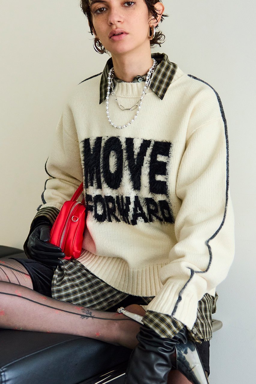 【メゾンスペシャル/MAISON SPECIAL】のMOVE FORWARD logo knit/MOVE FORWARDロゴニット 人気、トレンドファッション・服の通販 founy(ファニー) 　ファッション　Fashion　レディースファッション　Fashion for Women　トップス・カットソー　Cut & Sew Tops　ニット　Knit Tops & Sweaters　カジュアルプルオーバー・ニットトップス　Pullovers & Knit Tops / Casual Pullovers　おすすめ　Recommended / Our Picks　スポーティ　Sporty, Casual Athletic　スリーブ　Sleeve, Long Sleeve / Short Sleeve　デニム　Denim, Jeans Material　A/W・秋冬　Autumn/Winter　other-8|ID: prp329100004775440 ipo3291000000034639426