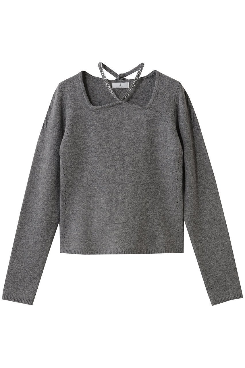 【ジェイドット/j.】のリュクスメリノ 2WAYビジューネックセーター 人気、トレンドファッション・服の通販 founy(ファニー) 　ファッション　Fashion　レディースファッション　Fashion for Women　トップス・カットソー　Cut & Sew Tops　ニット　Knit Tops & Sweaters　カジュアルプルオーバー・ニットトップス　Pullovers & Knit Tops / Casual Pullovers　シンプル　Simple, Minimal　スクエア　Square, Square Shape　ストーン　Stone, Gem-Like　セーター　Sweater, Knitwear　デコルテ　Décolleté, Neckline　ビジュー　Bijou, Jewel-like Accent　フィット　Fit, Slim Fit　ボトム　Bottoms, Lower Wear　ラップ　Wrap, Wrap Design　新作・新入荷　New Arrivals / New In　 other-1|ID: prp329100004775449 ipo3291000000034615609