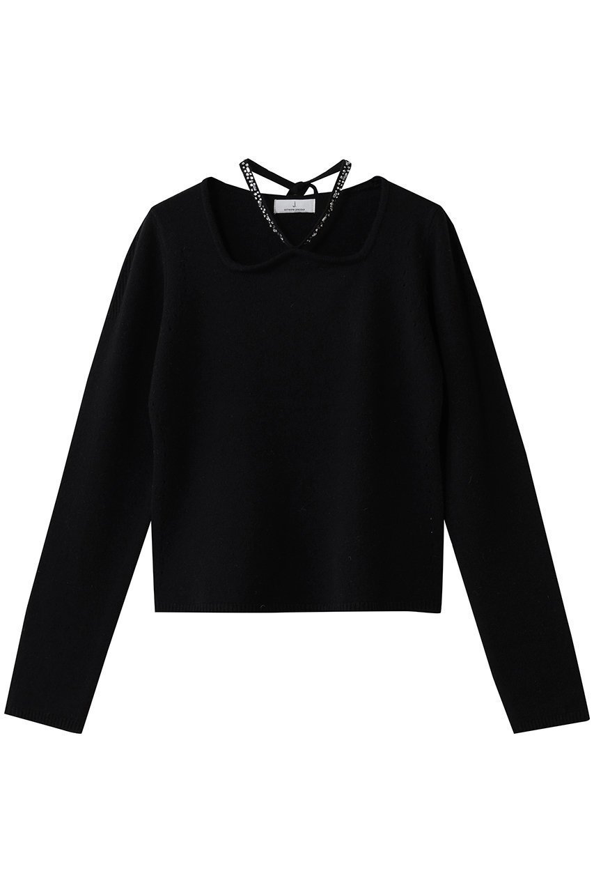 【ジェイドット/j.】のリュクスメリノ 2WAYビジューネックセーター インテリア・キッズ・メンズ・レディースファッション・服の通販 founy(ファニー) 　ファッション　Fashion　レディースファッション　Fashion for Women　トップス・カットソー　Cut & Sew Tops　ニット　Knit Tops & Sweaters　カジュアルプルオーバー・ニットトップス　Pullovers & Knit Tops / Casual Pullovers　シンプル　Simple, Minimal　スクエア　Square, Square Shape　ストーン　Stone, Gem-Like　セーター　Sweater, Knitwear　デコルテ　Décolleté, Neckline　ビジュー　Bijou, Jewel-like Accent　フィット　Fit, Slim Fit　ボトム　Bottoms, Lower Wear　ラップ　Wrap, Wrap Design　新作・新入荷　New Arrivals / New In　ブラック|ID: prp329100004775449 ipo3291000000034615611