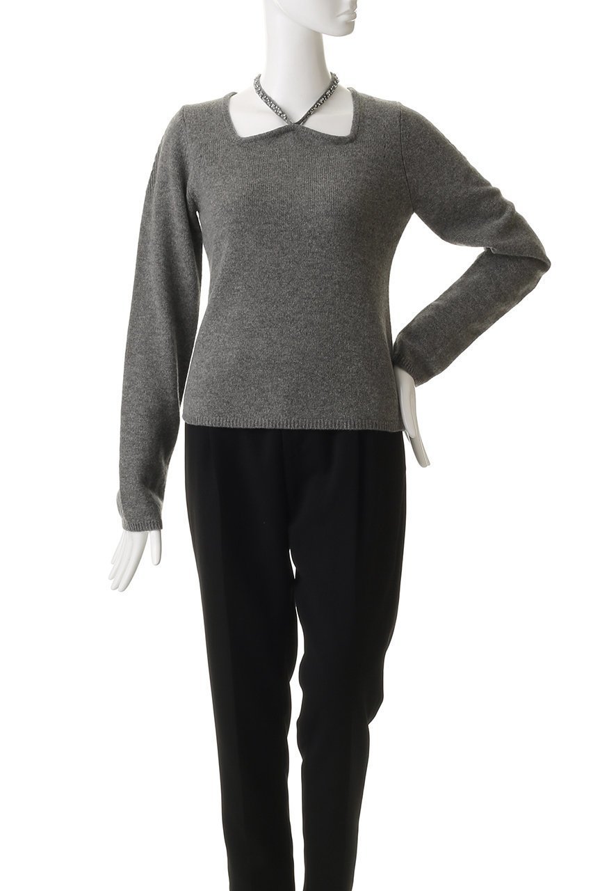 【ジェイドット/j.】のリュクスメリノ 2WAYビジューネックセーター 人気、トレンドファッション・服の通販 founy(ファニー) 　ファッション　Fashion　レディースファッション　Fashion for Women　トップス・カットソー　Cut & Sew Tops　ニット　Knit Tops & Sweaters　カジュアルプルオーバー・ニットトップス　Pullovers & Knit Tops / Casual Pullovers　シンプル　Simple, Minimal　スクエア　Square, Square Shape　ストーン　Stone, Gem-Like　セーター　Sweater, Knitwear　デコルテ　Décolleté, Neckline　ビジュー　Bijou, Jewel-like Accent　フィット　Fit, Slim Fit　ボトム　Bottoms, Lower Wear　ラップ　Wrap, Wrap Design　新作・新入荷　New Arrivals / New In　other-2|ID: prp329100004775449 ipo3291000000034615612