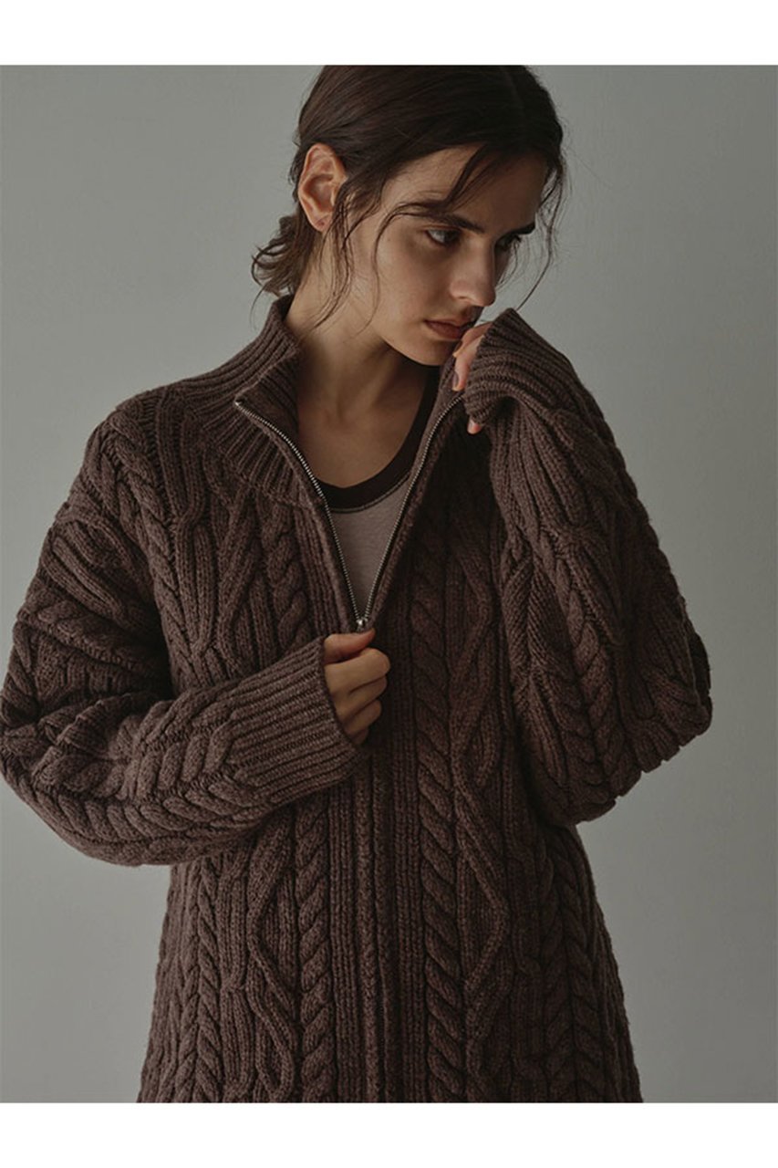 【エトレトウキョウ/ETRE TOKYO】のダブルジップケーブルニットカーディガン 人気、トレンドファッション・服の通販 founy(ファニー) 　ファッション　Fashion　レディースファッション　Fashion for Women　トップス・カットソー　Cut & Sew Tops　ニット　Knit Tops & Sweaters　カーディガン・羽織り　Layered Style Cardigans　カーディガン　Cardigan, Knitwear　ショート　Short, Short Length　セットアップ　Set-Up, Coordinated Outfit　タートルネック　Turtleneck, High Neck　バランス　Balance, Style Balance　フロント　Front, Front Design　新作・新入荷　New Arrivals / New In　A/W・秋冬　Autumn/Winter　other-2|ID: prp329100004776491 ipo3291000000034627063