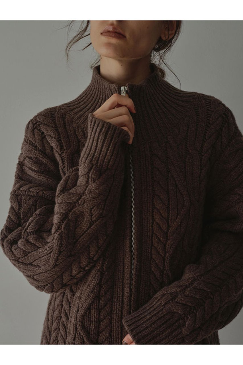 【エトレトウキョウ/ETRE TOKYO】のダブルジップケーブルニットカーディガン 人気、トレンドファッション・服の通販 founy(ファニー) 　ファッション　Fashion　レディースファッション　Fashion for Women　トップス・カットソー　Cut & Sew Tops　ニット　Knit Tops & Sweaters　カーディガン・羽織り　Layered Style Cardigans　カーディガン　Cardigan, Knitwear　ショート　Short, Short Length　セットアップ　Set-Up, Coordinated Outfit　タートルネック　Turtleneck, High Neck　バランス　Balance, Style Balance　フロント　Front, Front Design　新作・新入荷　New Arrivals / New In　A/W・秋冬　Autumn/Winter　other-3|ID: prp329100004776491 ipo3291000000034627064