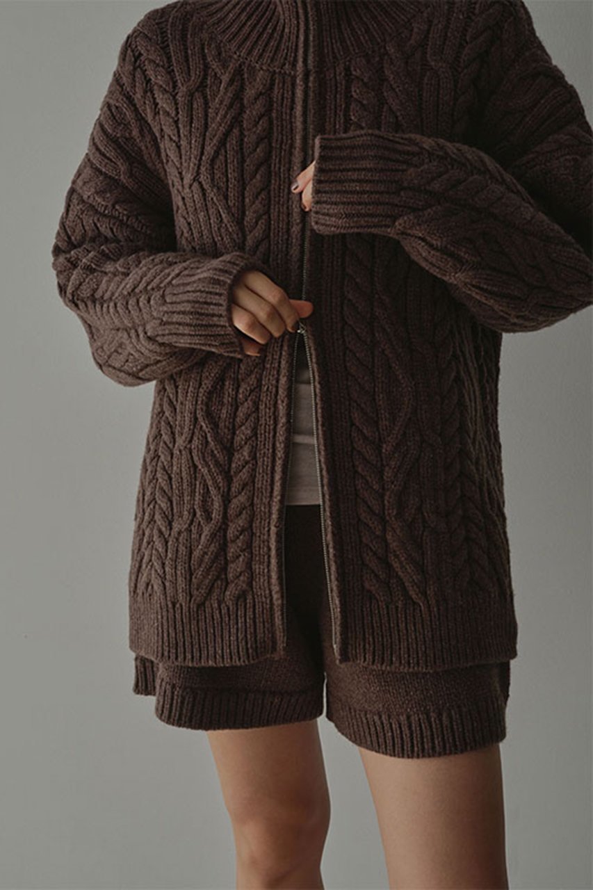 【エトレトウキョウ/ETRE TOKYO】のダブルジップケーブルニットカーディガン 人気、トレンドファッション・服の通販 founy(ファニー) 　ファッション　Fashion　レディースファッション　Fashion for Women　トップス・カットソー　Cut & Sew Tops　ニット　Knit Tops & Sweaters　カーディガン・羽織り　Layered Style Cardigans　カーディガン　Cardigan, Knitwear　ショート　Short, Short Length　セットアップ　Set-Up, Coordinated Outfit　タートルネック　Turtleneck, High Neck　バランス　Balance, Style Balance　フロント　Front, Front Design　新作・新入荷　New Arrivals / New In　A/W・秋冬　Autumn/Winter　other-4|ID: prp329100004776491 ipo3291000000034627065