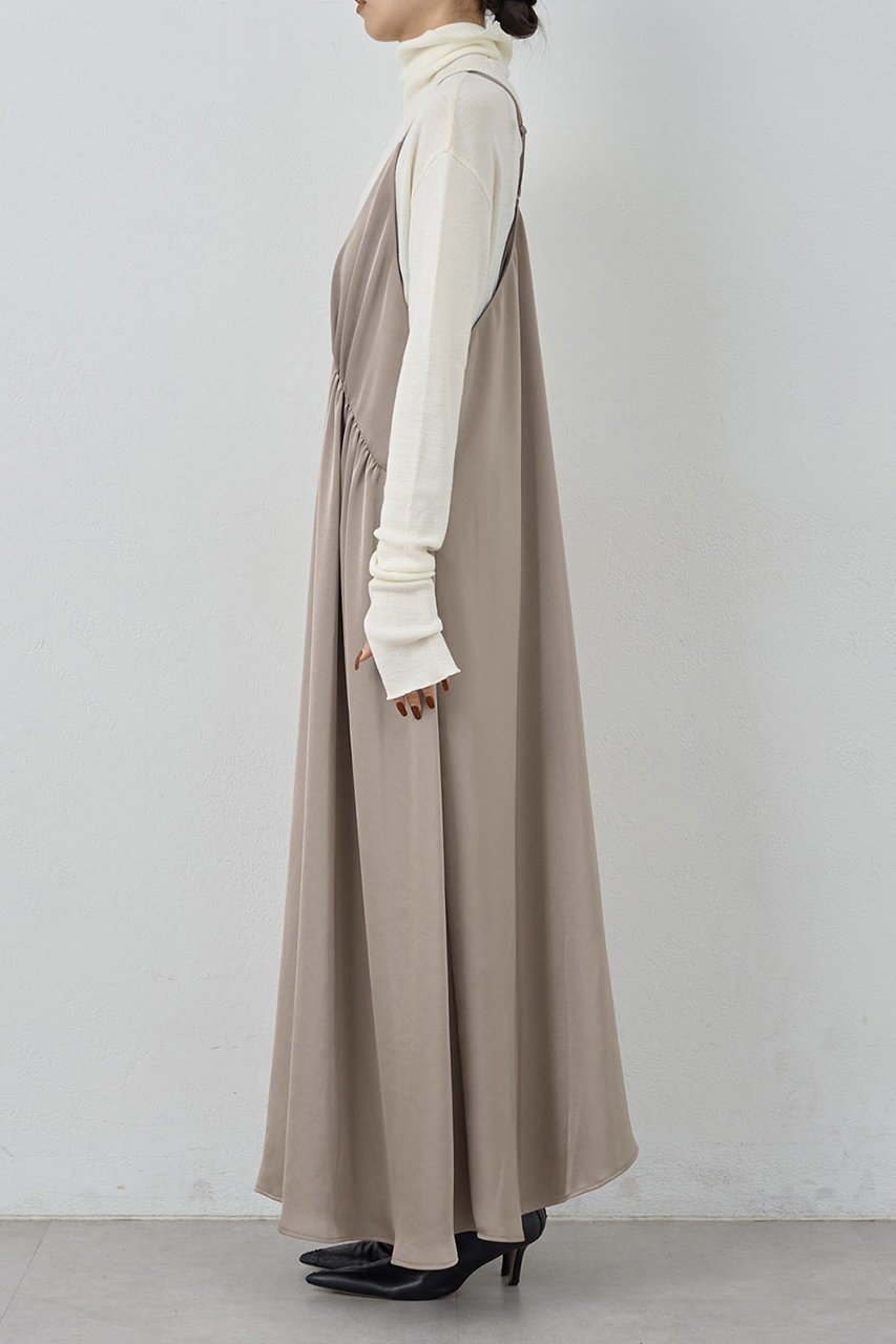 【ガリャルダガランテ/GALLARDAGALANTE】のディープVサテンキャミワンピース 人気、トレンドファッション・服の通販 founy(ファニー) 　ファッション　Fashion　レディースファッション　Fashion for Women　ワンピース　Dresses　キャミソールワンピース　Camisole Dresses　チュニック　Tunic Tops & Dresses　おすすめ　Recommended / Our Picks　インナー　Innerwear　エレガント 上品　Elegant　サテン　Satin, Glossy Fabric　タートル　Turtleneck, Turtle Collar　チュニック　Tunic, Long Top　デコルテ　Décolleté, Neckline　ロング　Long, Long-Length　ワイド　Wide, Wide Fit　新作・新入荷　New Arrivals / New In　other-6|ID: prp329100004776505 ipo3291000000034627177