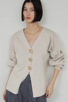 【ガリャルダガランテ/GALLARDAGALANTE】のビジューVネックカーディガン グレージュ|ID: prp329100004776508 ipo3291000000034627199