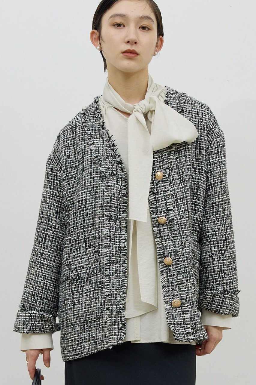 【ガリャルダガランテ/GALLARDAGALANTE】の【WEB限定】ツイードジャケット インテリア・キッズ・メンズ・レディースファッション・服の通販 founy(ファニー) 　ファッション　Fashion　レディースファッション　Fashion for Women　アウター　Coat / Outerwear Collection　レディースジャケット・軽アウター　Jackets　おすすめ　Recommended / Our Picks　クラシック　Classic, Timeless Style　ジャケット　Jacket, Outerwear　ツイード　Twill, Twill Weave　デニム　Denim, Jeans Material　ヴィンテージ　Vintage Style　新作・新入荷　New Arrivals / New In　ブラック|ID: prp329100004776513 ipo3291000000034627258