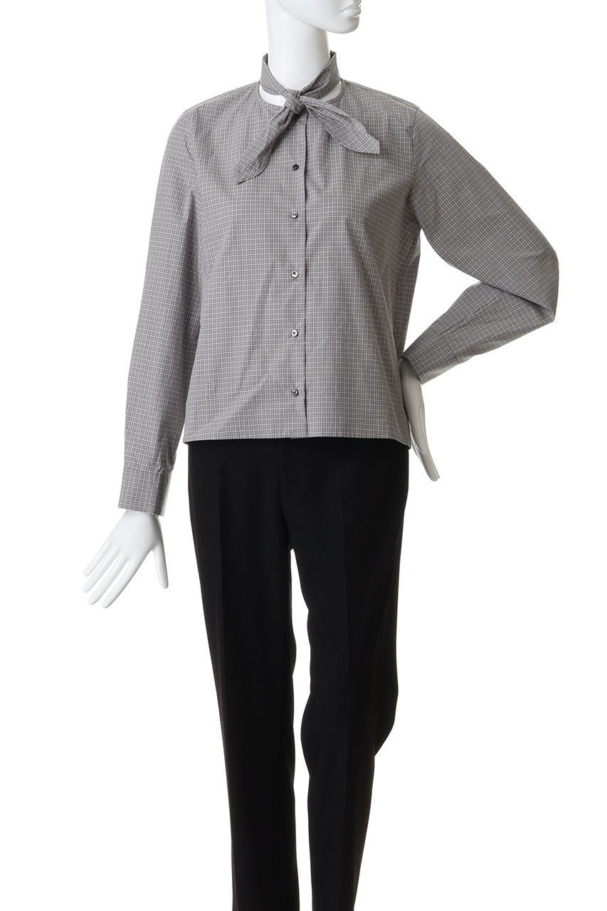 【ミズイロ インド/mizuiro ind】のチェックリボンタイシャツ 人気、トレンドファッション・服の通販 founy(ファニー) 　ファッション　Fashion　レディースファッション　Fashion for Women　トップス・カットソー　Cut & Sew Tops　シャツ・ブラウス・オフィスカジュアル　Elegant Blouses & Button-Ups　コンパクト　Compact, Small Size　ジャケット　Jacket, Outerwear　スリーブ　Sleeve, Long Sleeve / Short Sleeve　チェック　Check, Plaid, Tartan　リボン　Ribbon, Bow　ロング　Long, Long-Length　新作・新入荷　New Arrivals / New In　other-2|ID: prp329100004776527 ipo3291000000034627387