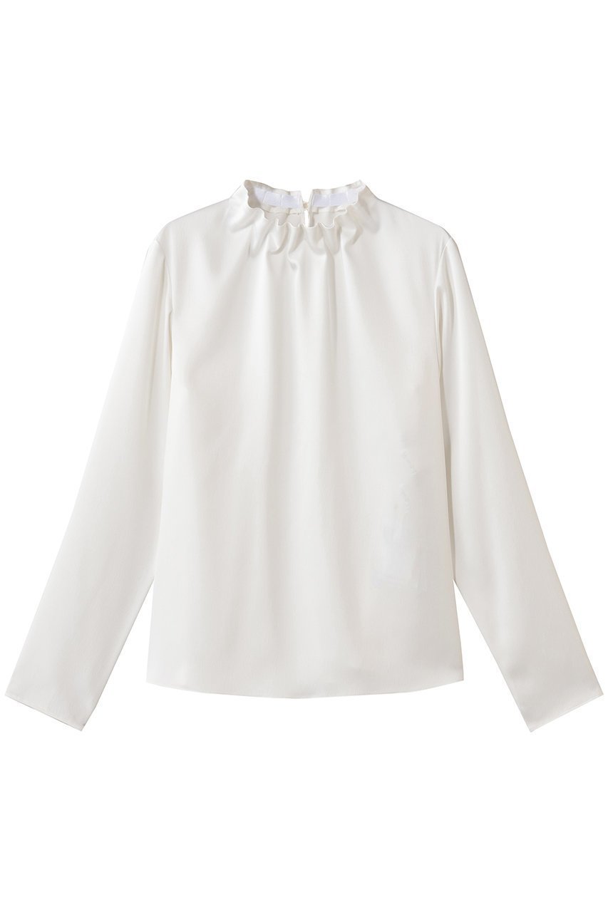 【アナイ/ANAYI】のハンマーサテンスタンドブラウス インテリア・キッズ・メンズ・レディースファッション・服の通販 founy(ファニー) 　ファッション　Fashion　レディースファッション　Fashion for Women　トップス・カットソー　Cut & Sew Tops　シャツ・ブラウス・オフィスカジュアル　Elegant Blouses & Button-Ups　2025年　2025　2025-2026秋冬・A/W　Autumn/Winter 2025–26 AW25–26　サテン　Satin, Glossy Fabric　シンプル　Simple, Minimal　スタンド　Stand Collar, Upright Stand　スリーブ　Sleeve, Long Sleeve / Short Sleeve　フレア　Flare, Flared　ロング　Long, Long-Length　エレガント 上品　Elegant　A/W・秋冬　Autumn/Winter　ホワイト|ID: prp329100004776536 ipo3291000000034627472