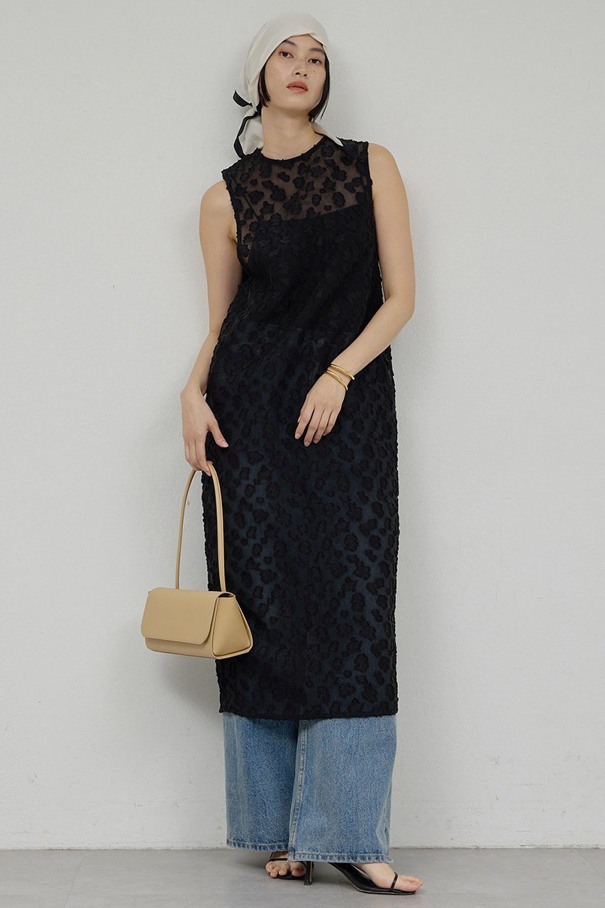 【ガリャルダガランテ/GALLARDAGALANTE】のジャガードシアーワンピース インテリア・キッズ・メンズ・レディースファッション・服の通販 founy(ファニー) 　ファッション　Fashion　レディースファッション　Fashion for Women　ワンピース　Dresses　チュニック　Tunic Tops & Dresses　2025年　2025　2025-2026秋冬・A/W　Autumn/Winter 2025–26 AW25–26　エレガント 上品　Elegant　チュニック　Tunic, Long Top　ロング　Long, Long-Length　A/W・秋冬　Autumn/Winter　ブラック|ID: prp329100004776539 ipo3291000000034627488