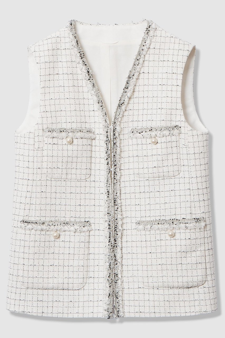 【アナイ/ANAYI】の【Eternal Line 2026】プレイドツイードVネックジレ 人気、トレンドファッション・服の通販 founy(ファニー) 　ファッション　Fashion　レディースファッション　Fashion for Women　アウター　Coat / Outerwear Collection　レディースジャケット・軽アウター　Jackets　2025年　2025　2025-2026秋冬・A/W　Autumn/Winter 2025–26 AW25–26　おすすめ　Recommended / Our Picks　コンパクト　Compact, Small Size　ジャケット　Jacket, Outerwear　セットアップ　Set-Up, Coordinated Outfit　ツイード　Twill, Twill Weave　ハーフ　Half, Half-Length　パール　Pearl, Pearl Accent　ベスト　Vest, Waistcoat　エレガント 上品　Elegant　A/W・秋冬　Autumn/Winter　 other-1|ID: prp329100004776559 ipo3291000000034627627