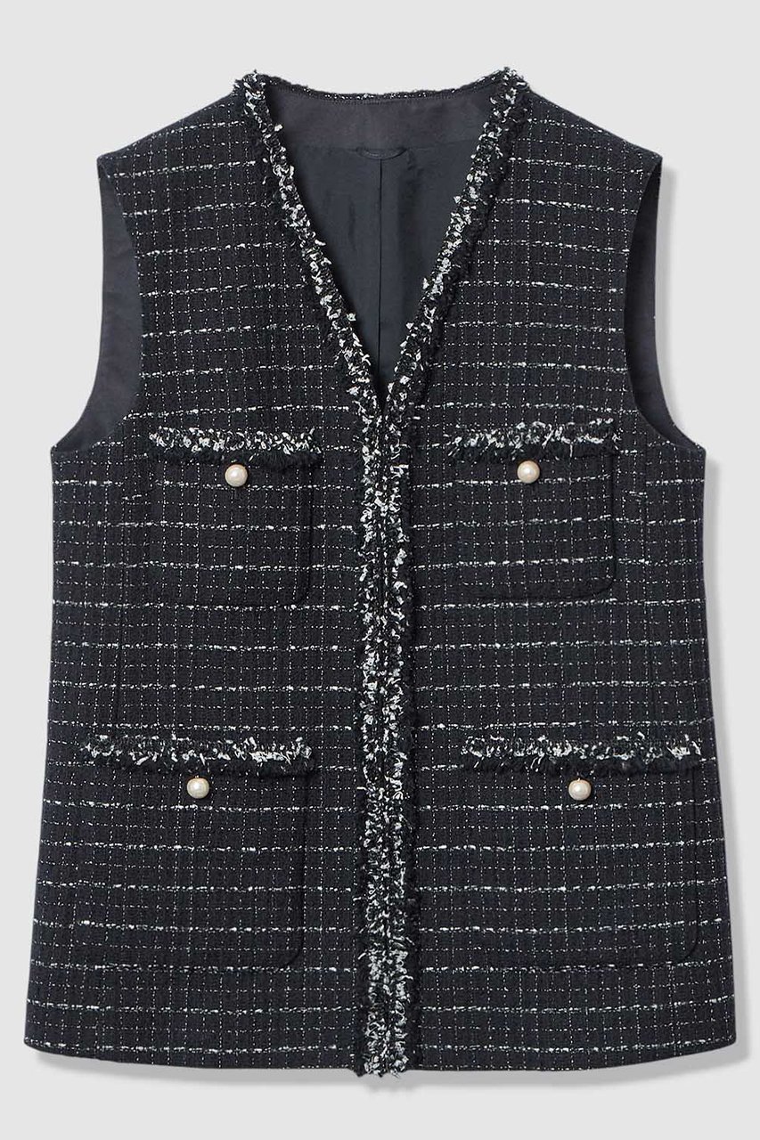 【アナイ/ANAYI】の【Eternal Line 2026】プレイドツイードVネックジレ インテリア・キッズ・メンズ・レディースファッション・服の通販 founy(ファニー) 　ファッション　Fashion　レディースファッション　Fashion for Women　アウター　Coat / Outerwear Collection　レディースジャケット・軽アウター　Jackets　2025年　2025　2025-2026秋冬・A/W　Autumn/Winter 2025–26 AW25–26　おすすめ　Recommended / Our Picks　コンパクト　Compact, Small Size　ジャケット　Jacket, Outerwear　セットアップ　Set-Up, Coordinated Outfit　ツイード　Twill, Twill Weave　ハーフ　Half, Half-Length　パール　Pearl, Pearl Accent　ベスト　Vest, Waistcoat　エレガント 上品　Elegant　A/W・秋冬　Autumn/Winter　ネイビー|ID: prp329100004776559 ipo3291000000034627630