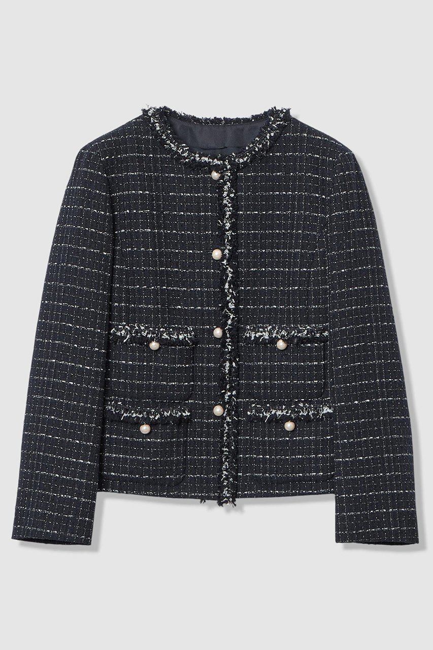 【アナイ/ANAYI】の【Eternal Line 2026】プレイドツイードノーカラー ジャケット インテリア・キッズ・メンズ・レディースファッション・服の通販 founy(ファニー) ファッション Fashion レディースファッション Fashion for Women アウター Coat / Outerwear Collection レディースジャケット・軽アウター Jackets ノーカラージャケット / シンプル上品コーデ Collarless Jackets 2025年 2025 2025-2026秋冬・A/W Autumn/Winter 2025–26 AW25–26 おすすめ Recommended / Our Picks オケージョン Occasion Wear コンパクト Compact, Small Size ジャケット Jacket, Outerwear セットアップ Set-Up, Coordinated Outfit セレモニー Ceremony ツイード Twill, Twill Weave ハーフ Half, Half-Length パール Pearl, Pearl Accent エレガント 上品 Elegant A/W・秋冬 Autumn/Winter ネイビー|ID: prp329100004776562 ipo3291000000034627646