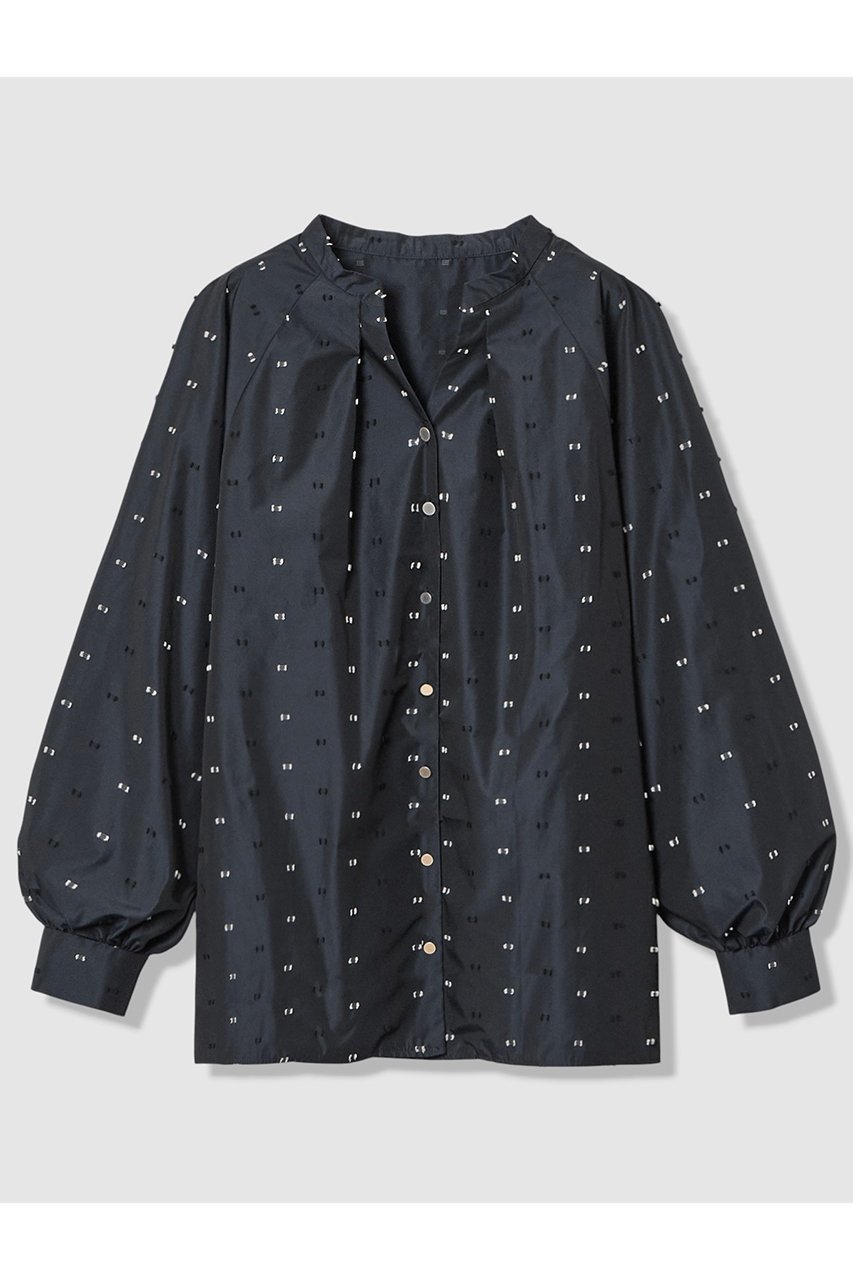 【アナイ/ANAYI】の【Eternal Line 2026】タフタカットジャガードタック ブラウス インテリア・キッズ・メンズ・レディースファッション・服の通販 founy(ファニー) 　ファッション　Fashion　レディースファッション　Fashion for Women　トップス・カットソー　Cut & Sew Tops　シャツ・ブラウス・オフィスカジュアル　Elegant Blouses & Button-Ups　2025年　2025　2025-2026秋冬・A/W　Autumn/Winter 2025–26 AW25–26　ギャザー　Gathered, Ruffled　スリーブ　Sleeve, Long Sleeve / Short Sleeve　フロント　Front, Front Design　ロング　Long, Long-Length　無地　Plain, Solid Color　A/W・秋冬　Autumn/Winter　ネイビー|ID: prp329100004776571 ipo3291000000034627720