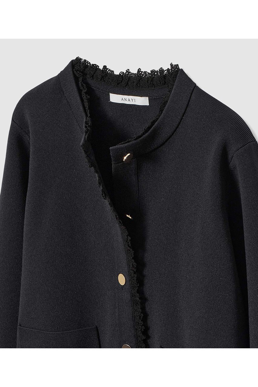 【アナイ/ANAYI】の【Eternal Line 2026】レース使いボクシー ジャケット カーディガン 人気、トレンドファッション・服の通販 founy(ファニー) 　ファッション　Fashion　レディースファッション　Fashion for Women　2025年　2025　2025-2026秋冬・A/W　Autumn/Winter 2025–26 AW25–26　おすすめ　Recommended / Our Picks　カーディガン　Cardigan, Knitwear　ジャケット　Jacket, Outerwear　セットアップ　Set-Up, Coordinated Outfit　フレア　Flare, Flared　メタル　Metal, Metal Parts　レース　Lace, Lace Fabric　エレガント 上品　Elegant　A/W・秋冬　Autumn/Winter　other-3|ID: prp329100004776575 ipo3291000000034627747