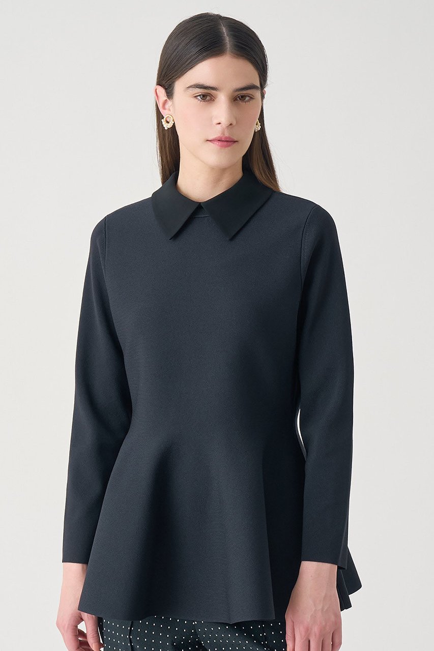 【アナイ/ANAYI】の【Eternal Line 2026】サテン使いフレアヘム プルオーバー 人気、トレンドファッション・服の通販 founy(ファニー) 　ファッション　Fashion　レディースファッション　Fashion for Women　トップス・カットソー　Cut & Sew Tops　ニット　Knit Tops & Sweaters　カジュアルプルオーバー・ニットトップス　Pullovers & Knit Tops / Casual Pullovers　サテン　Satin, Glossy Fabric　チュニック　Tunic, Long Top　ペプラム　Peplum, Flared Hem　エレガント 上品　Elegant　other-8|ID: prp329100004776576 ipo3291000000035687172