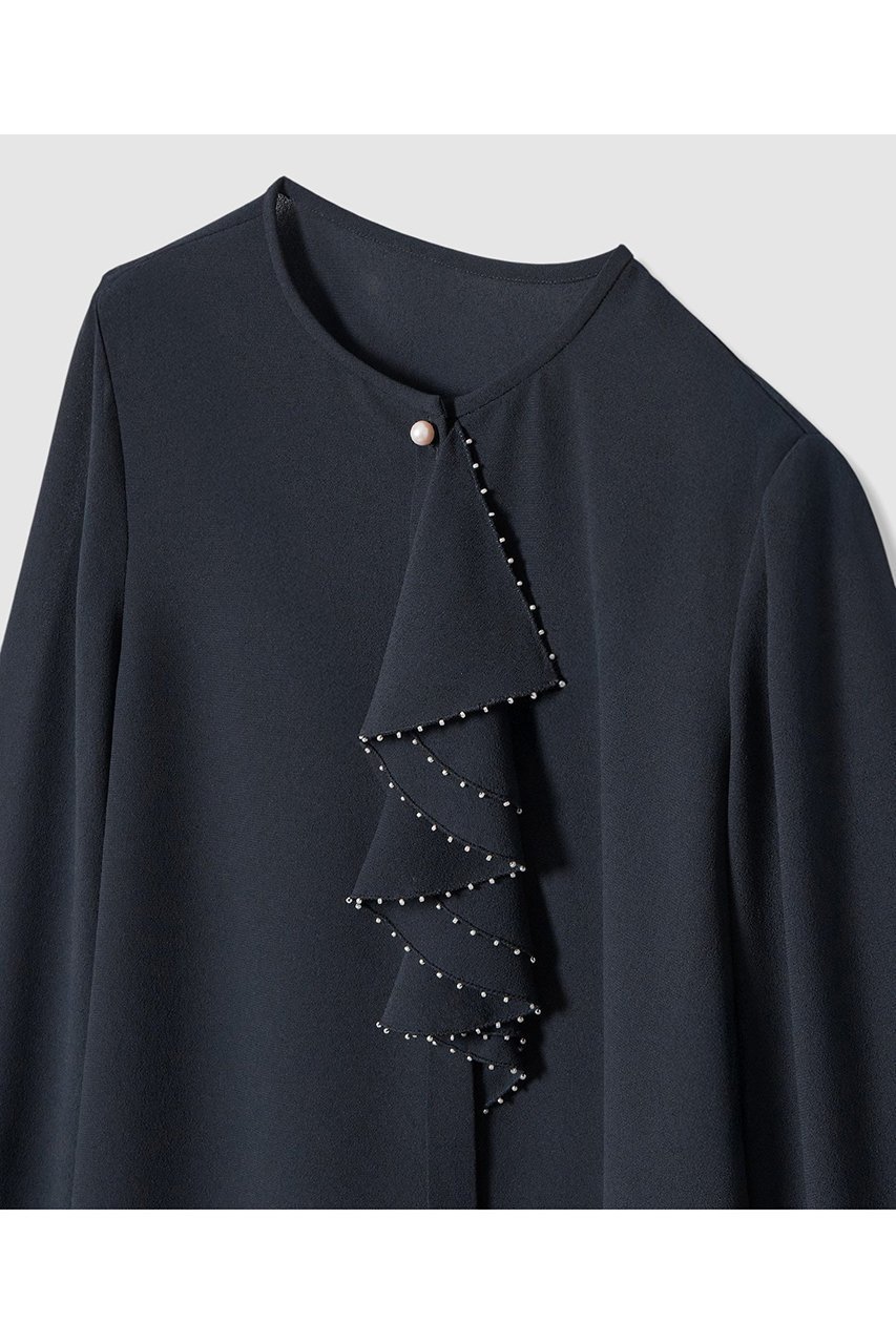 【アナイ/ANAYI】の【Eternal Line 2026】ジョーゼットビーズフリル ブラウス 人気、トレンドファッション・服の通販 founy(ファニー) 　ファッション　Fashion　レディースファッション　Fashion for Women　トップス・カットソー　Cut & Sew Tops　シャツ・ブラウス・オフィスカジュアル　Elegant Blouses & Button-Ups　2025年　2025　2025-2026秋冬・A/W　Autumn/Winter 2025–26 AW25–26　インナー　Innerwear　シフォン　Chiffon, Lightweight Fabric　ジャケット　Jacket, Outerwear　ジョーゼット　Georgette, Semi-Sheer Fabric　スリーブ　Sleeve, Long Sleeve / Short Sleeve　フリル　Frill, Ruffle　フロント　Front, Front Design　ロング　Long, Long-Length　エレガント 上品　Elegant　A/W・秋冬　Autumn/Winter　other-3|ID: prp329100004776579 ipo3291000000034627791