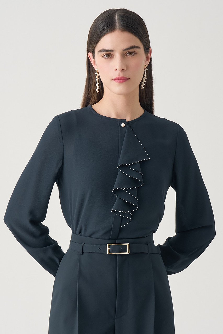 【アナイ/ANAYI】の【Eternal Line 2026】ジョーゼットビーズフリル ブラウス 人気、トレンドファッション・服の通販 founy(ファニー) 　ファッション　Fashion　レディースファッション　Fashion for Women　トップス・カットソー　Cut & Sew Tops　シャツ・ブラウス・オフィスカジュアル　Elegant Blouses & Button-Ups　インナー　Innerwear　シフォン　Chiffon, Lightweight Fabric　ジャケット　Jacket, Outerwear　ジョーゼット　Georgette, Semi-Sheer Fabric　スリーブ　Sleeve, Long Sleeve / Short Sleeve　フリル　Frill, Ruffle　フロント　Front, Front Design　ロング　Long, Long-Length　エレガント 上品　Elegant　other-8|ID: prp329100004776579 ipo3291000000036678198