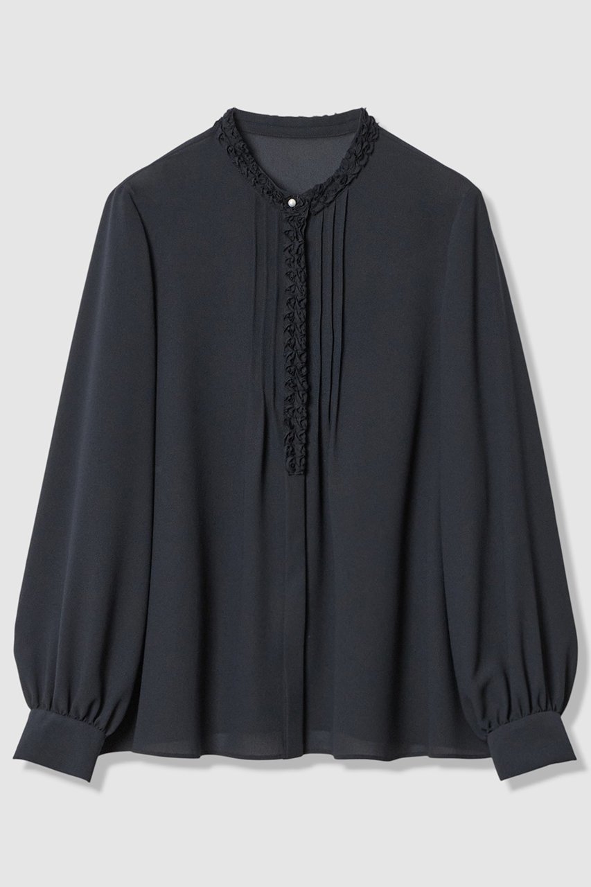 【アナイ/ANAYI】の【Eternal Line 2026】ジョーゼットテクニカル刺繍 ブラウス インテリア・キッズ・メンズ・レディースファッション・服の通販 founy(ファニー) 　ファッション　Fashion　レディースファッション　Fashion for Women　トップス・カットソー　Cut & Sew Tops　シャツ・ブラウス・オフィスカジュアル　Elegant Blouses & Button-Ups　2025年　2025　2025-2026秋冬・A/W　Autumn/Winter 2025–26 AW25–26　インナー　Innerwear　エレガント 上品　Elegant　シフォン　Chiffon, Lightweight Fabric　ジャケット　Jacket, Outerwear　ジョーゼット　Georgette, Semi-Sheer Fabric　スリーブ　Sleeve, Long Sleeve / Short Sleeve　ロング　Long, Long-Length　A/W・秋冬　Autumn/Winter　ネイビー|ID: prp329100004776581 ipo3291000000034627804